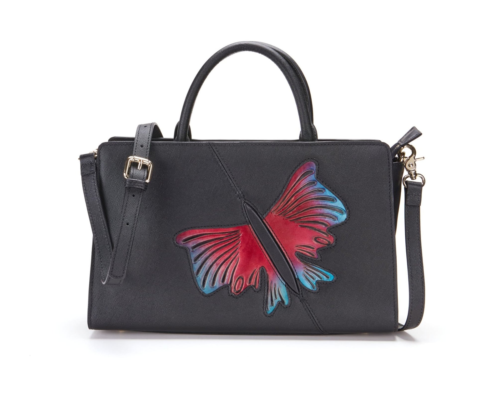 Unique Purses Butterfly Black Satchel - Bellorita