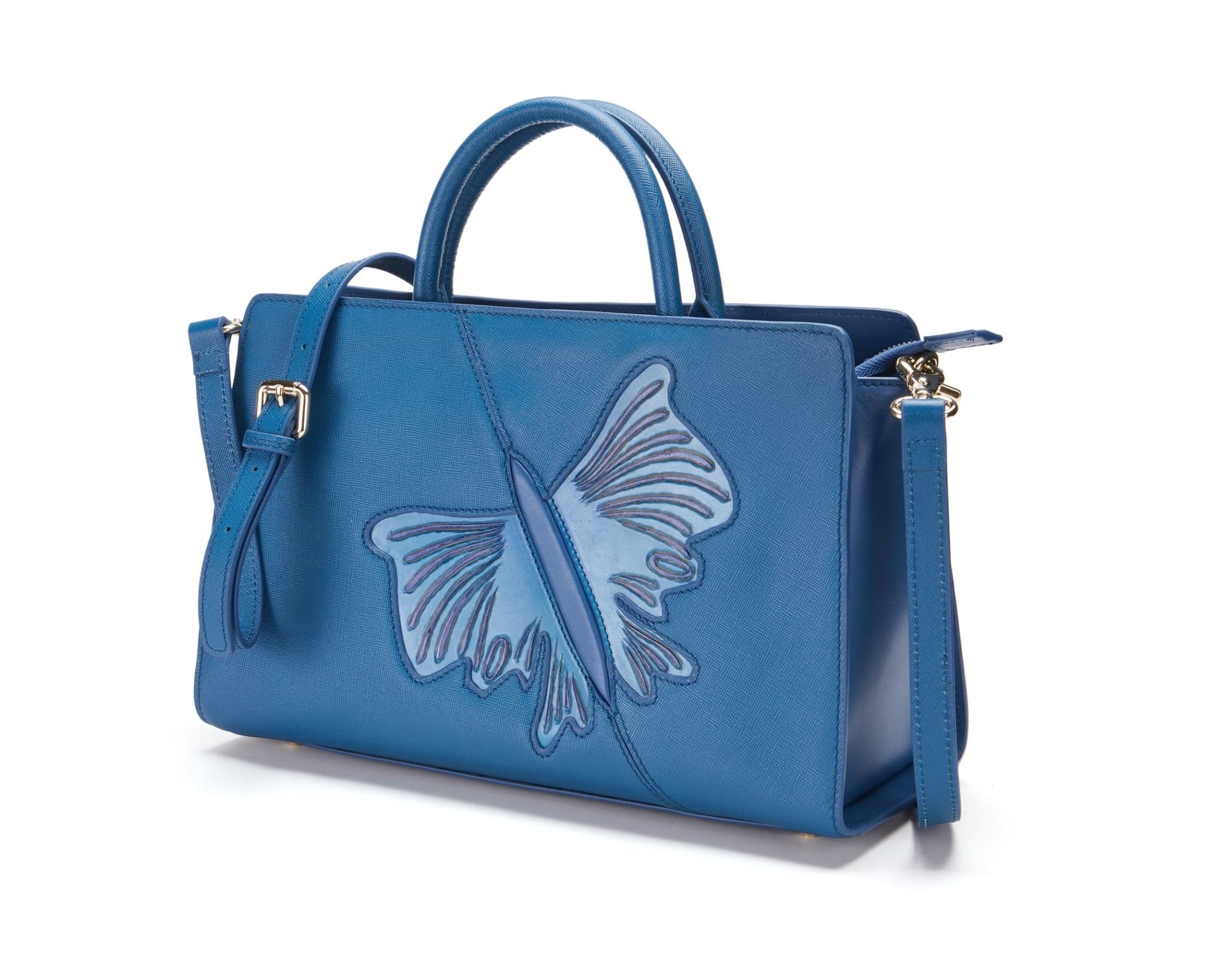 Unique Purses Butterfly Blue Satchel - Bellorita