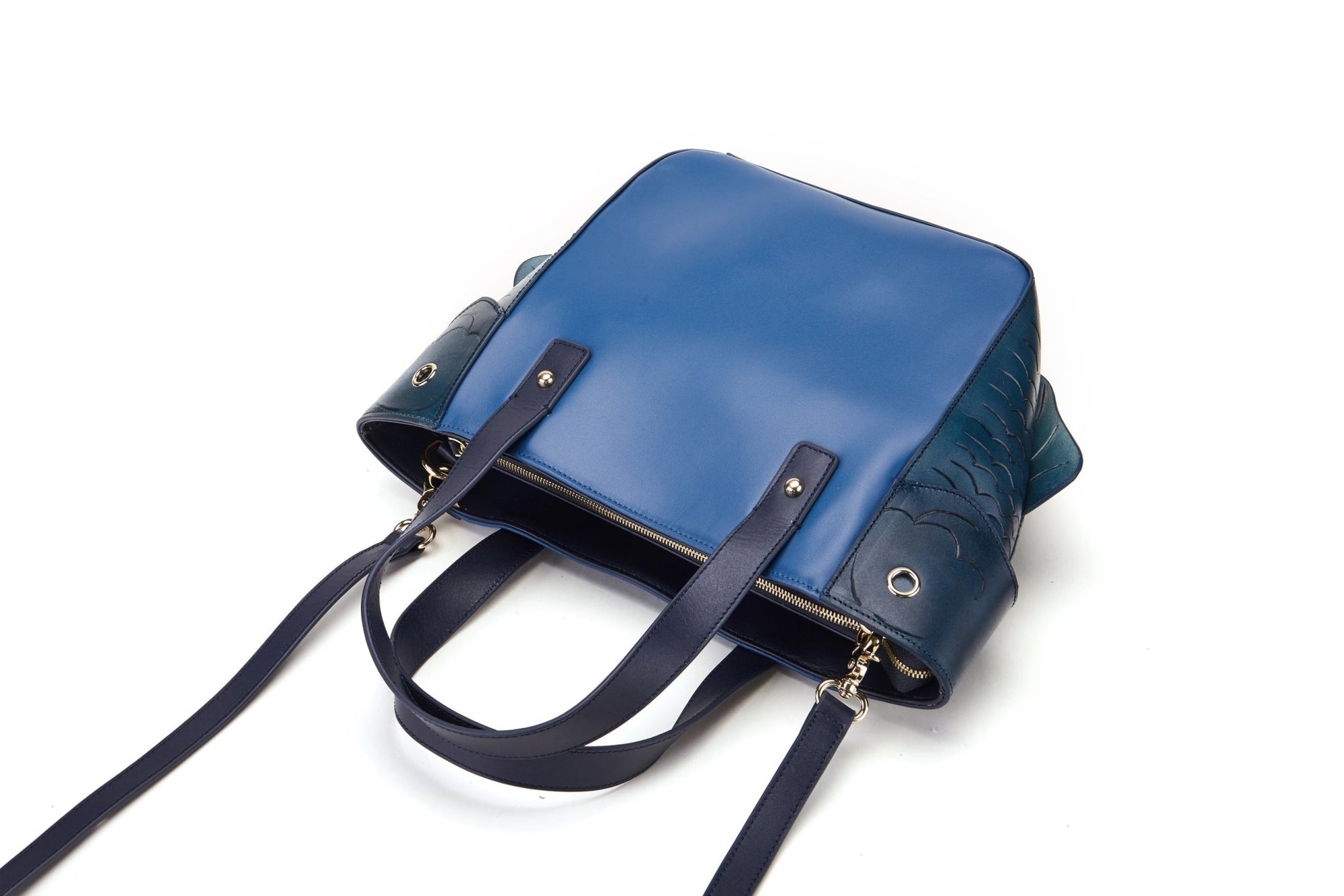 Unique Purses Carp Blue Top Handle - Bellorita