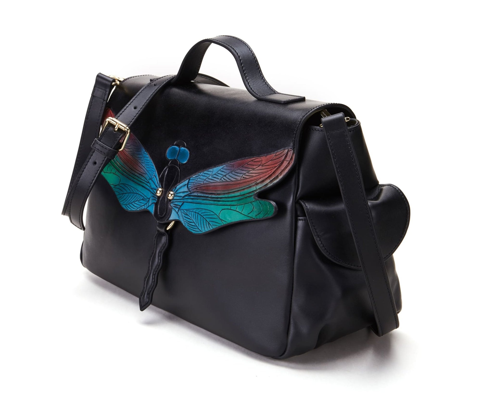 Unique Purses Dragonfly Black Satchel - Bellorita