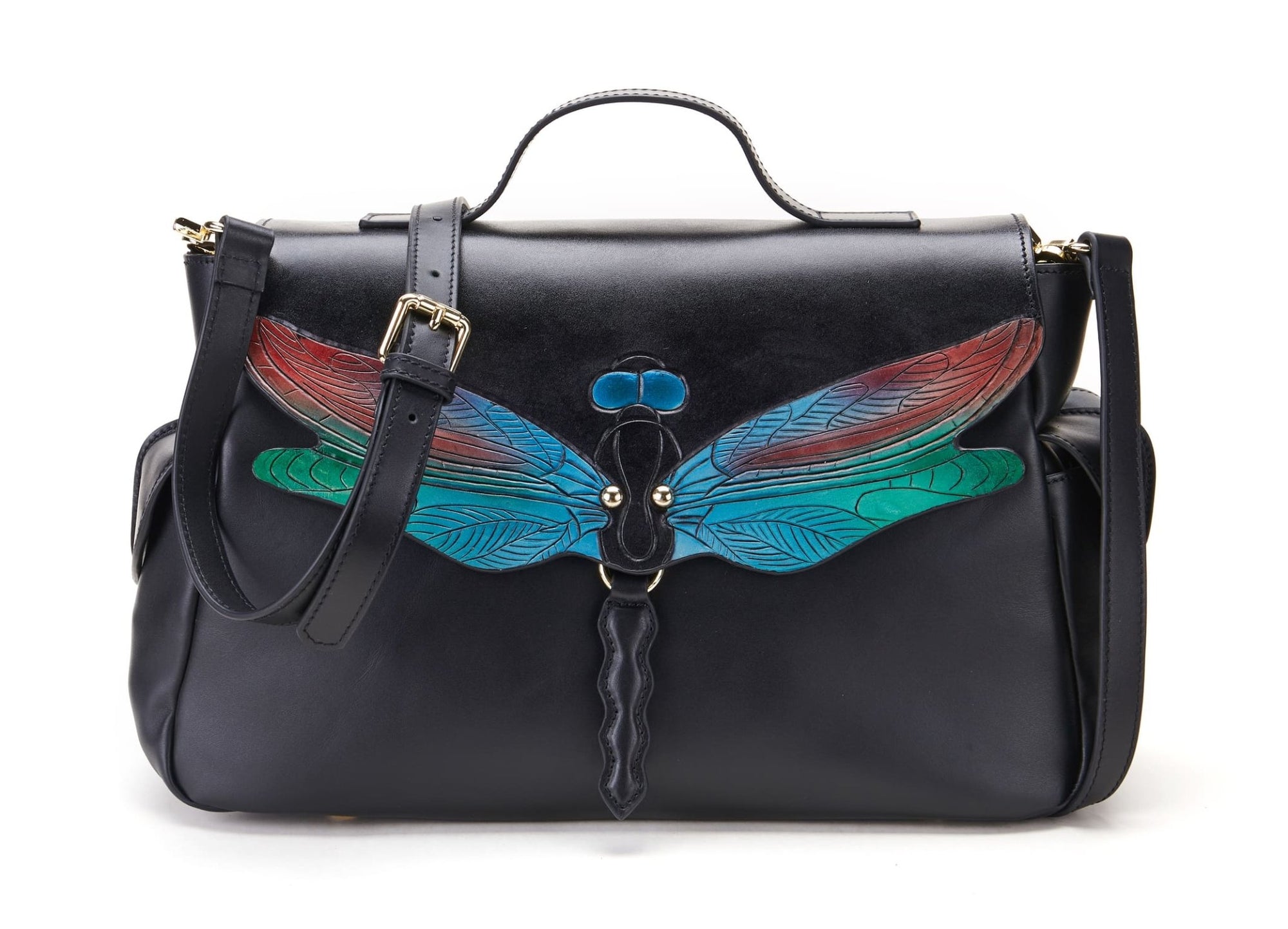 Unique Purses Dragonfly Black Satchel - Bellorita