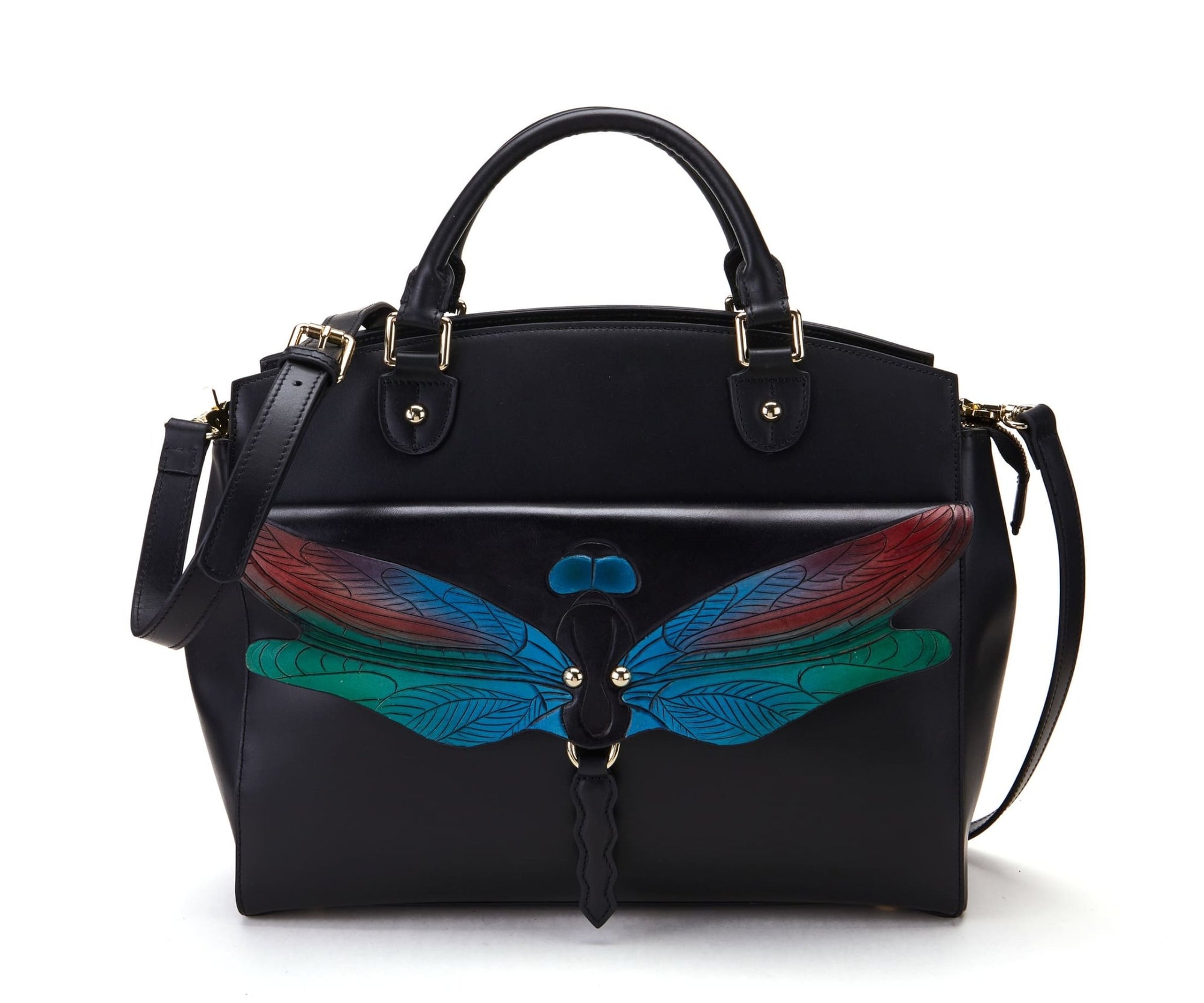 Unique Purses Dragonfly Black Shoulder Bag - Bellorita