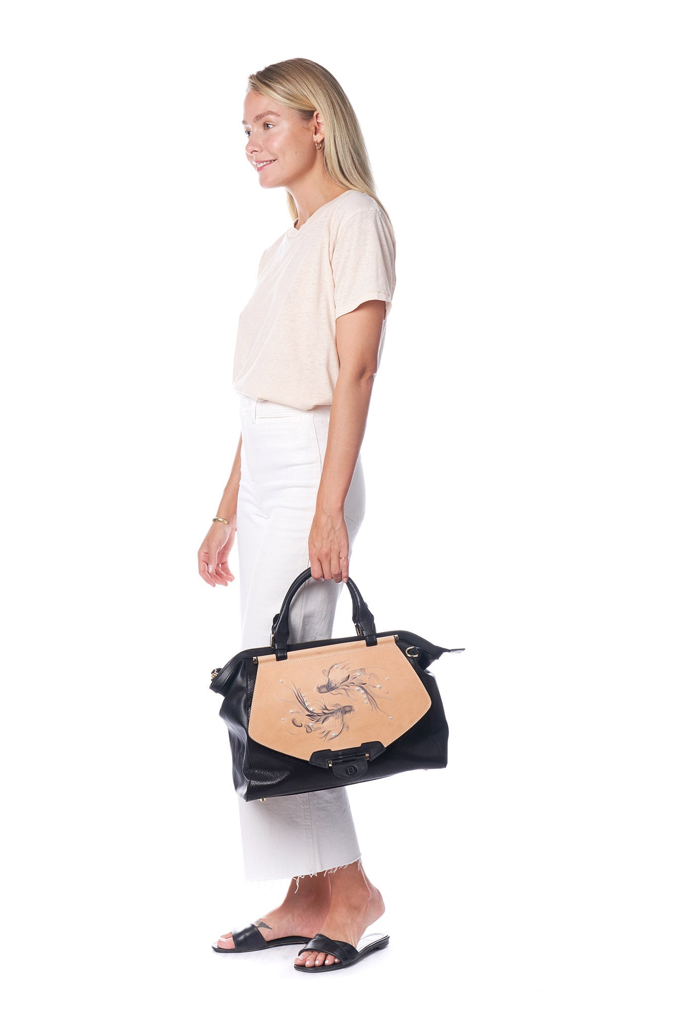 Unique Purses Koi Large Black Satchel - Bellorita