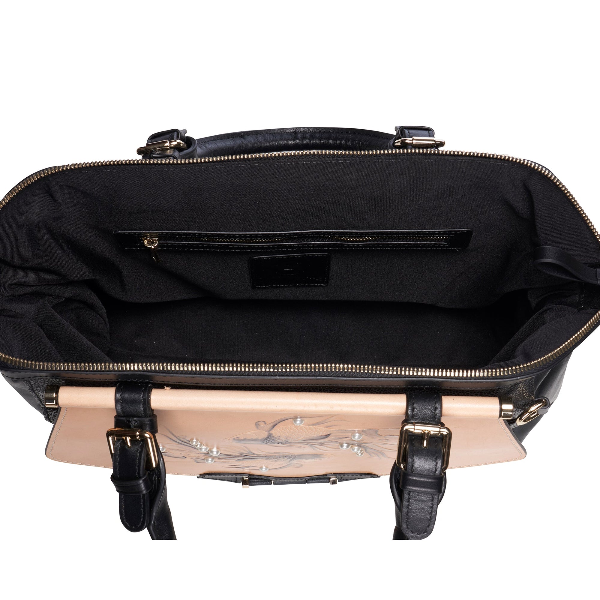 Unique Purses Koi Large Black Satchel - Bellorita