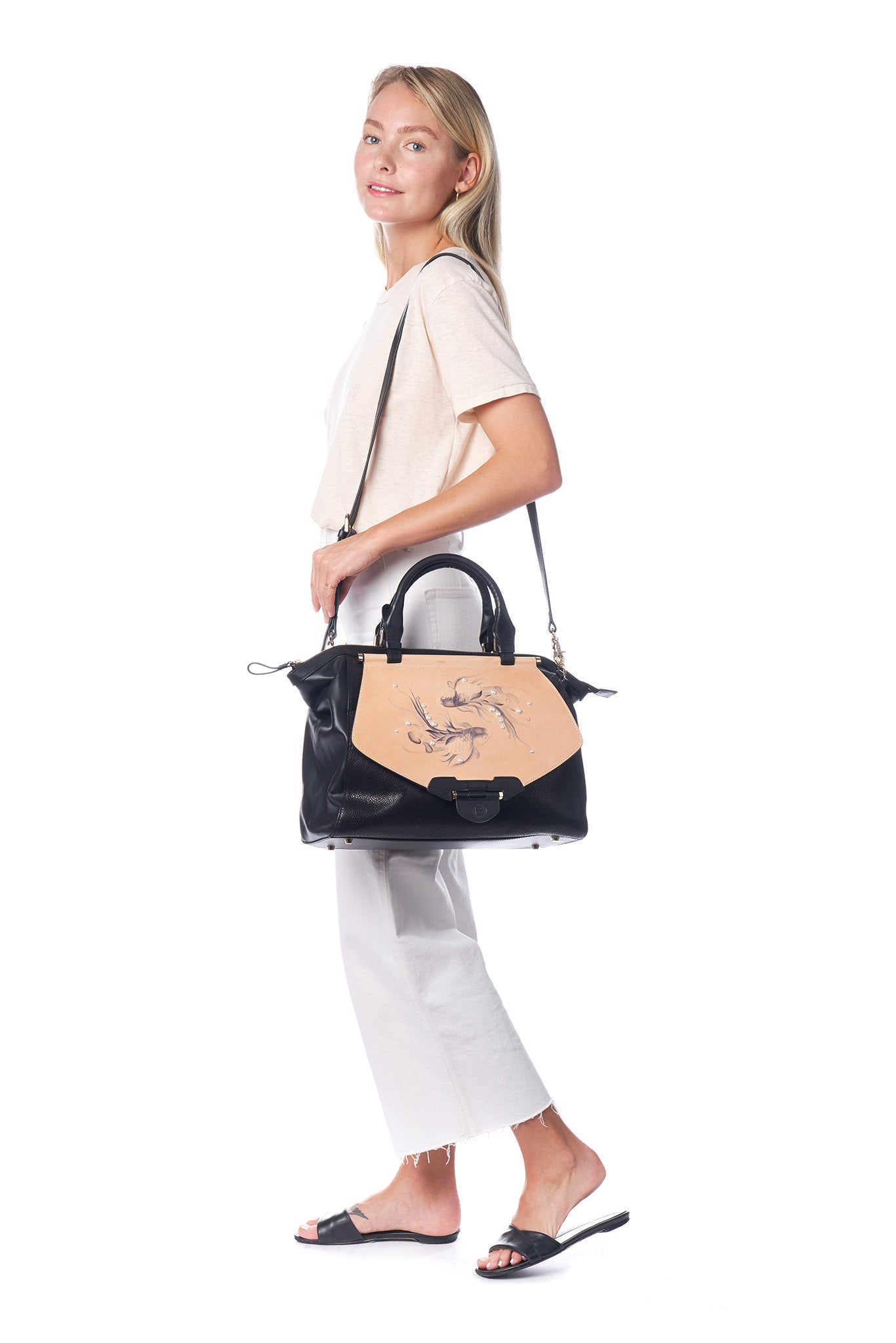 Unique Purses Koi Large Black Satchel - Bellorita