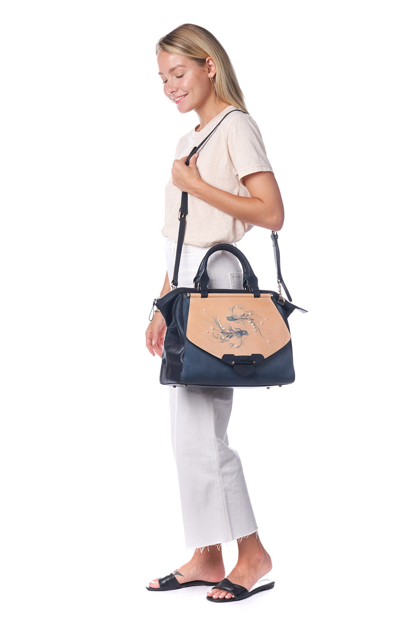 Unique Purses Koi Large Blue Satchel - Bellorita