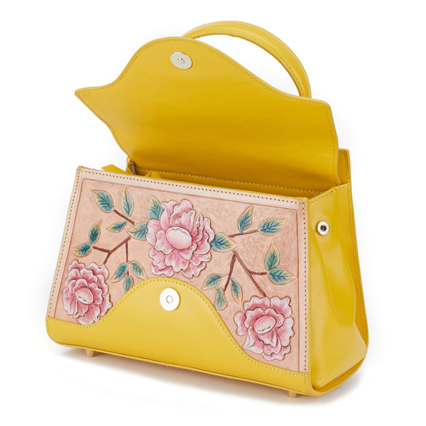 Small Yellow Top Handle Clutch Taurillon Leather Bag