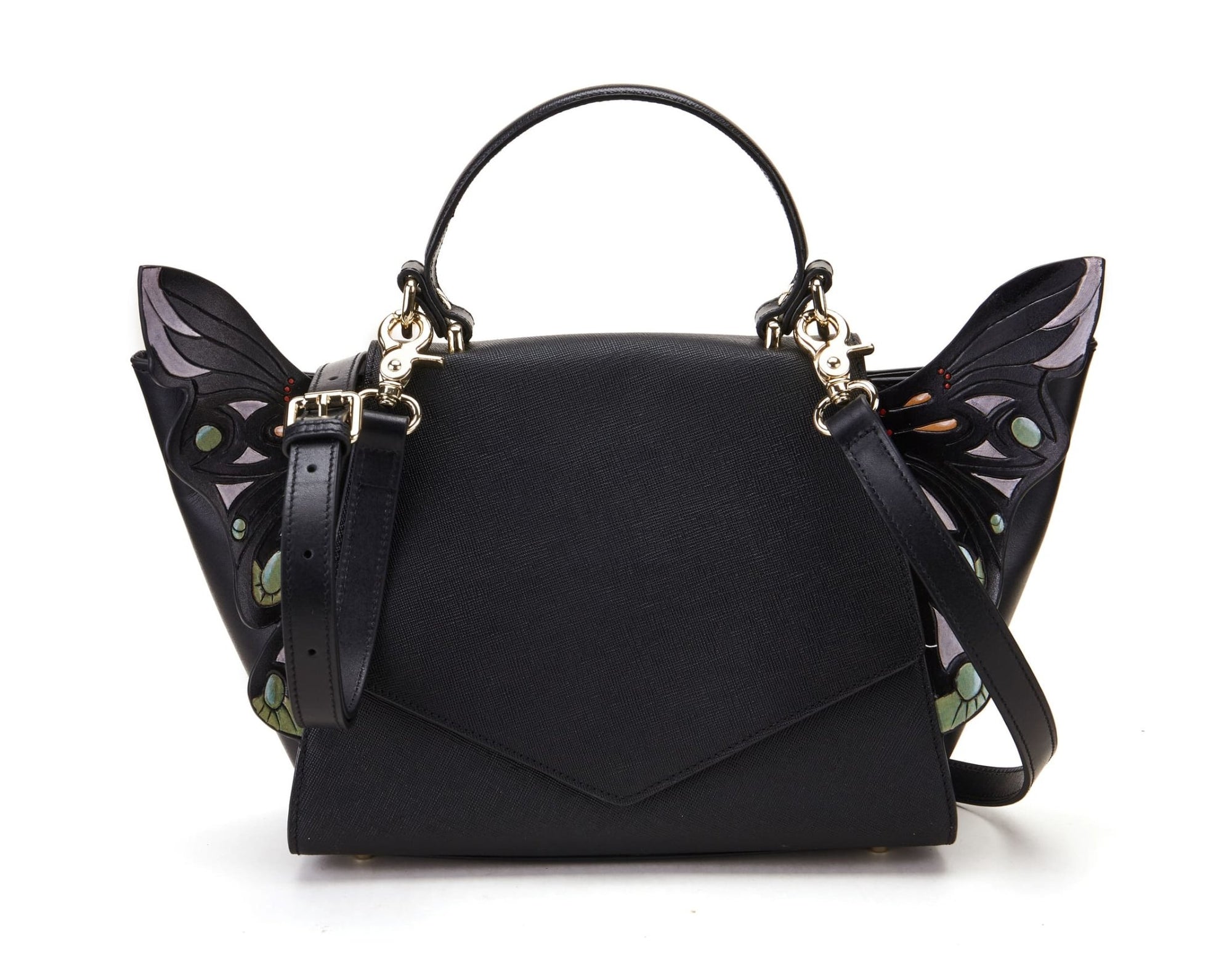 Unique Purses Wings Black Satchel - Bellorita