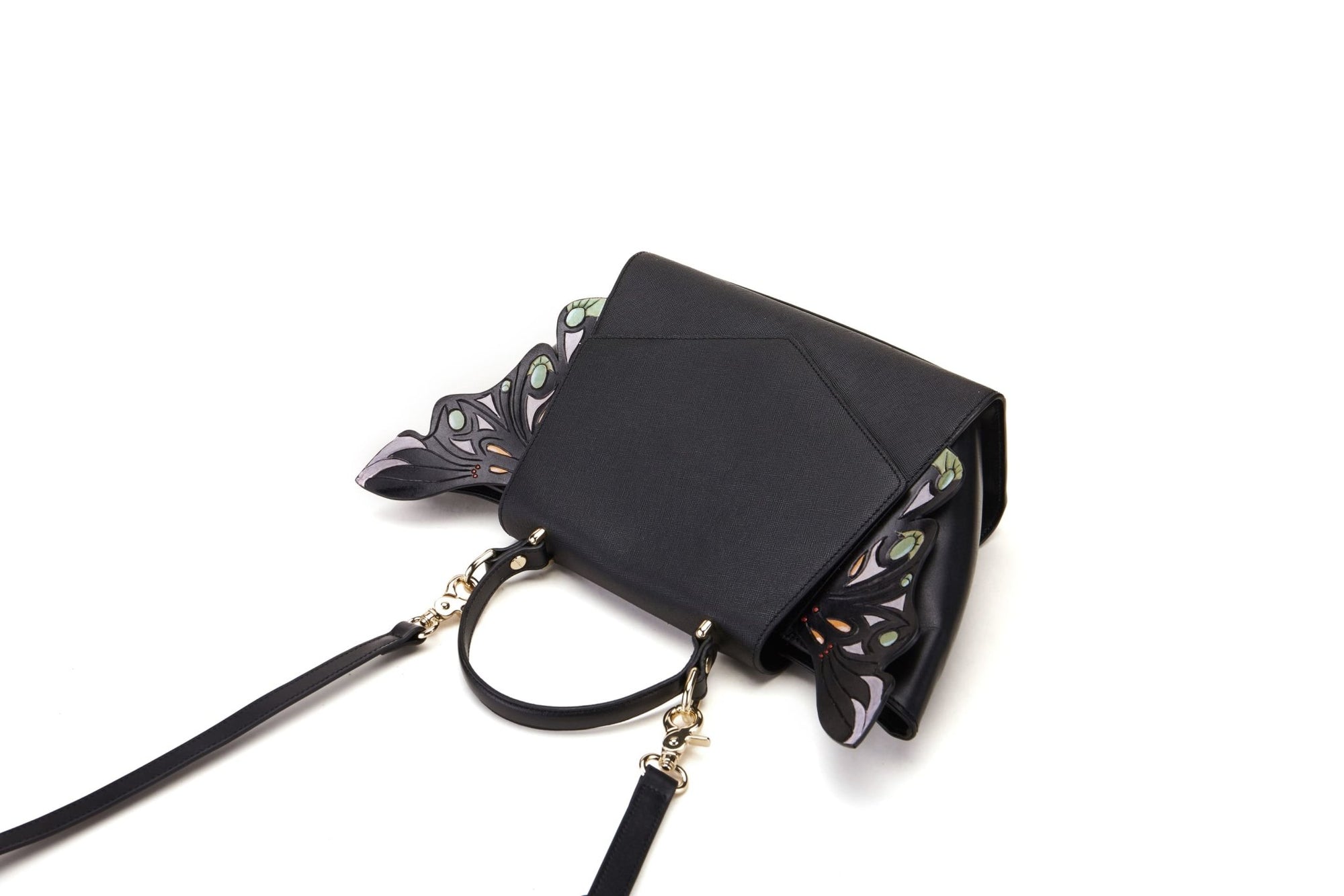 Unique Purses Wings Black Satchel - Bellorita