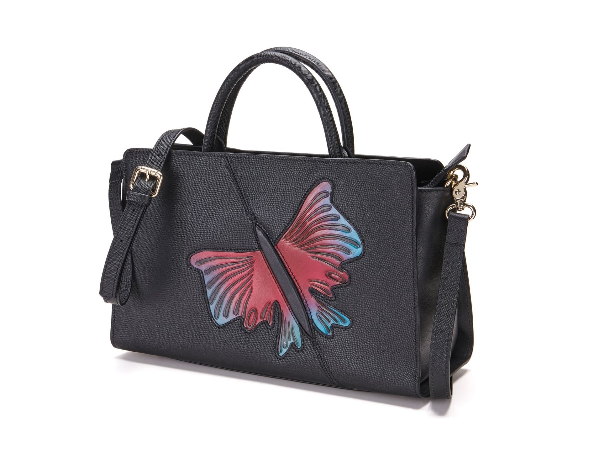 Unique Purses Butterfly Black Satchel - Bellorita