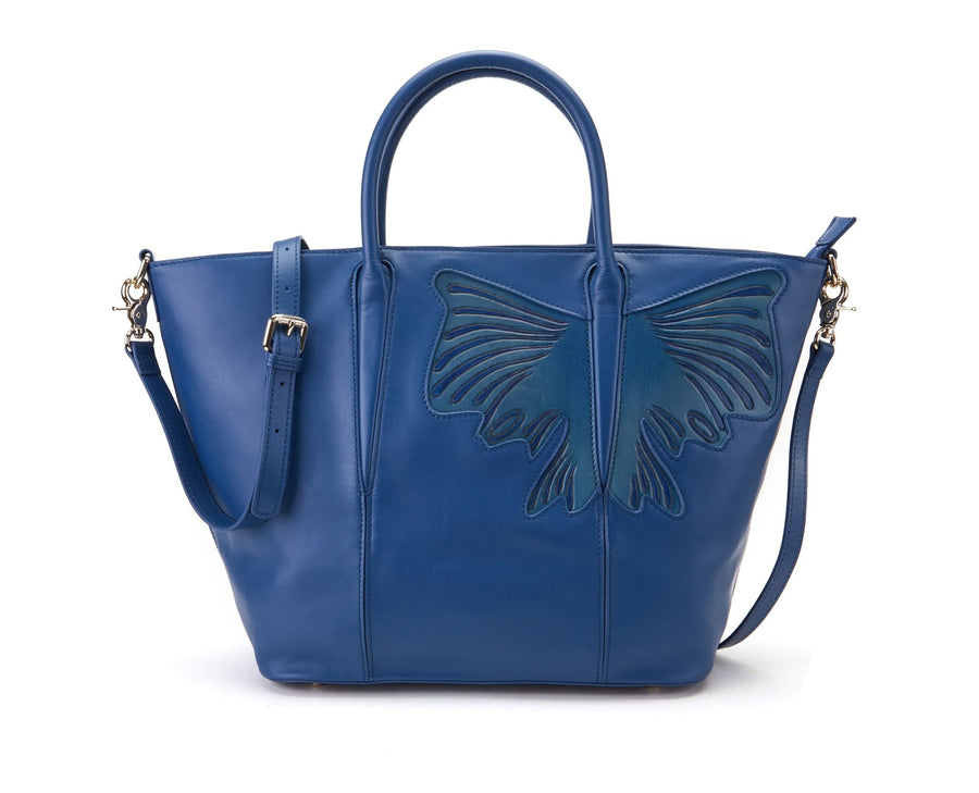 Blue purse with discount butterflies