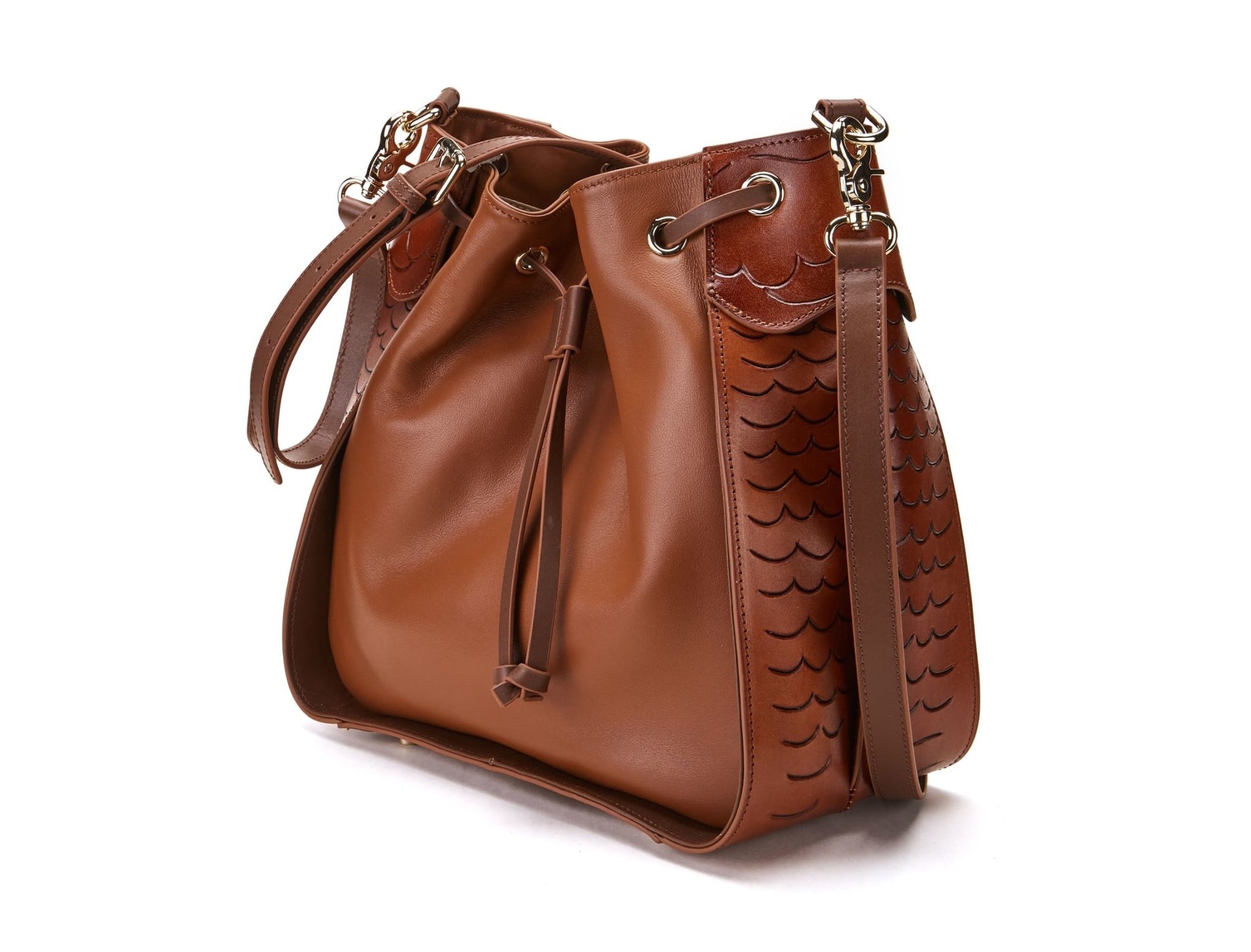 Unique Purses Carp Brown Bucket - Bellorita