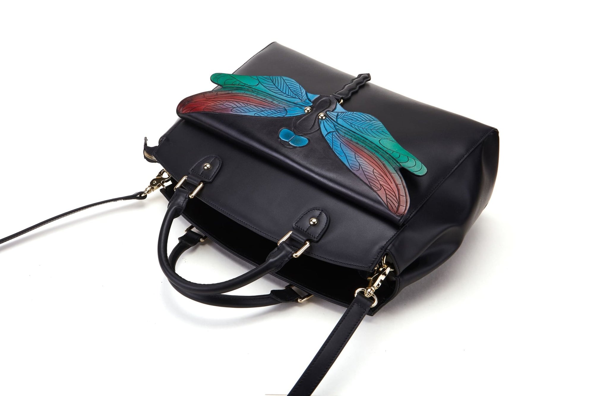 Unique Purses Dragonfly Black Shoulder Bag - Bellorita