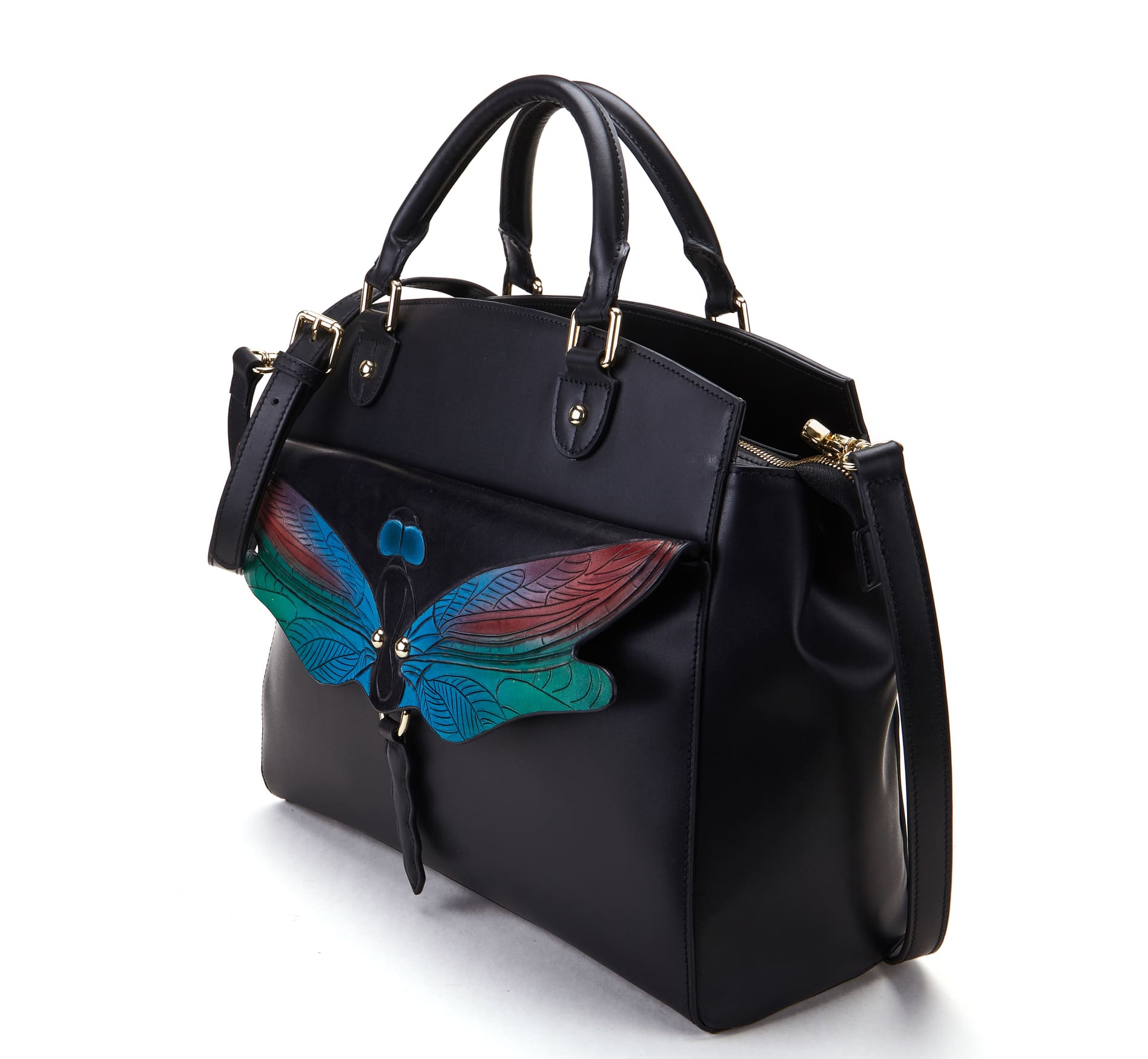 Unique Purses Dragonfly Black Shoulder Bag - Bellorita