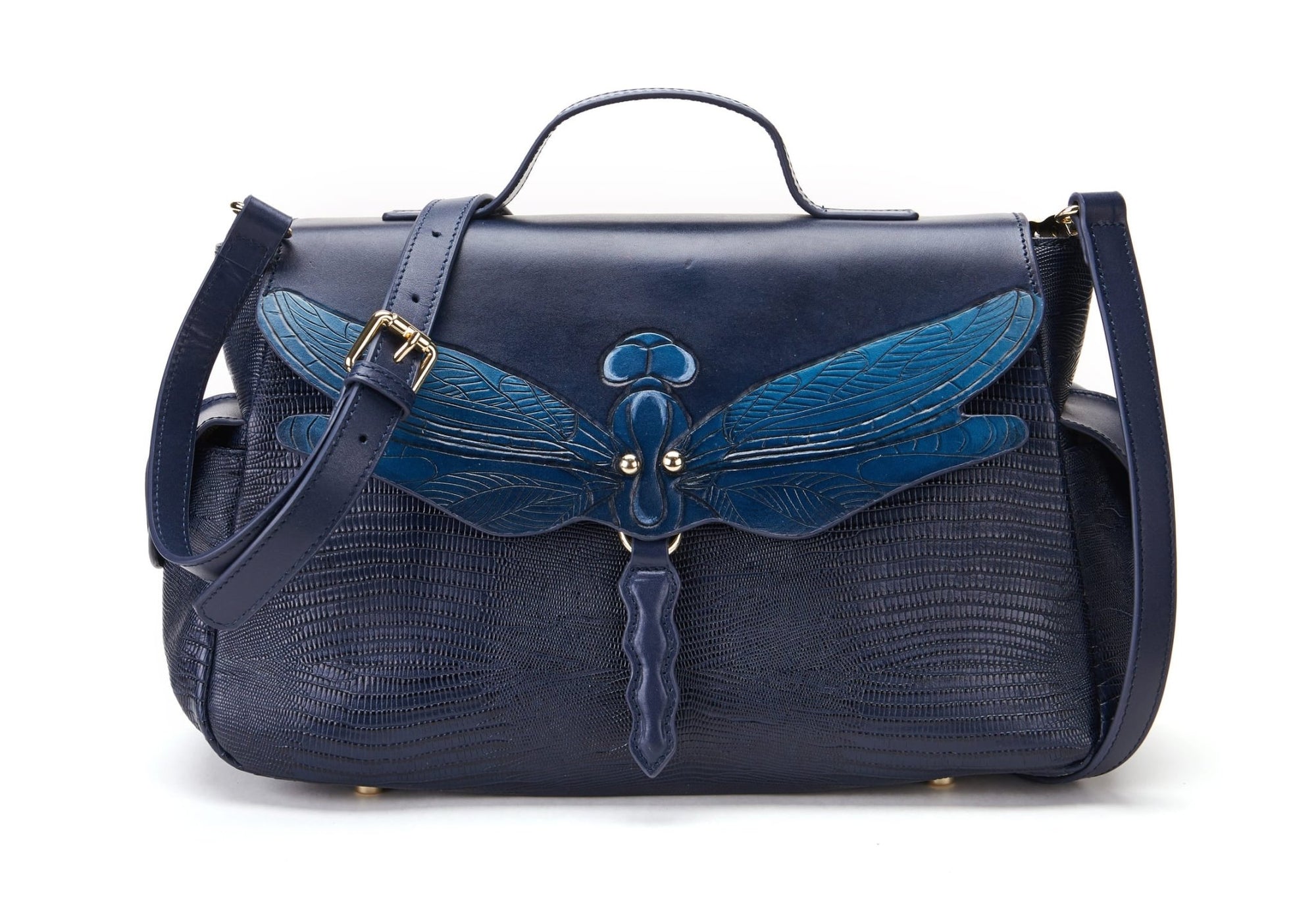 Unique Purses Dragonfly Blue Satchel - Bellorita