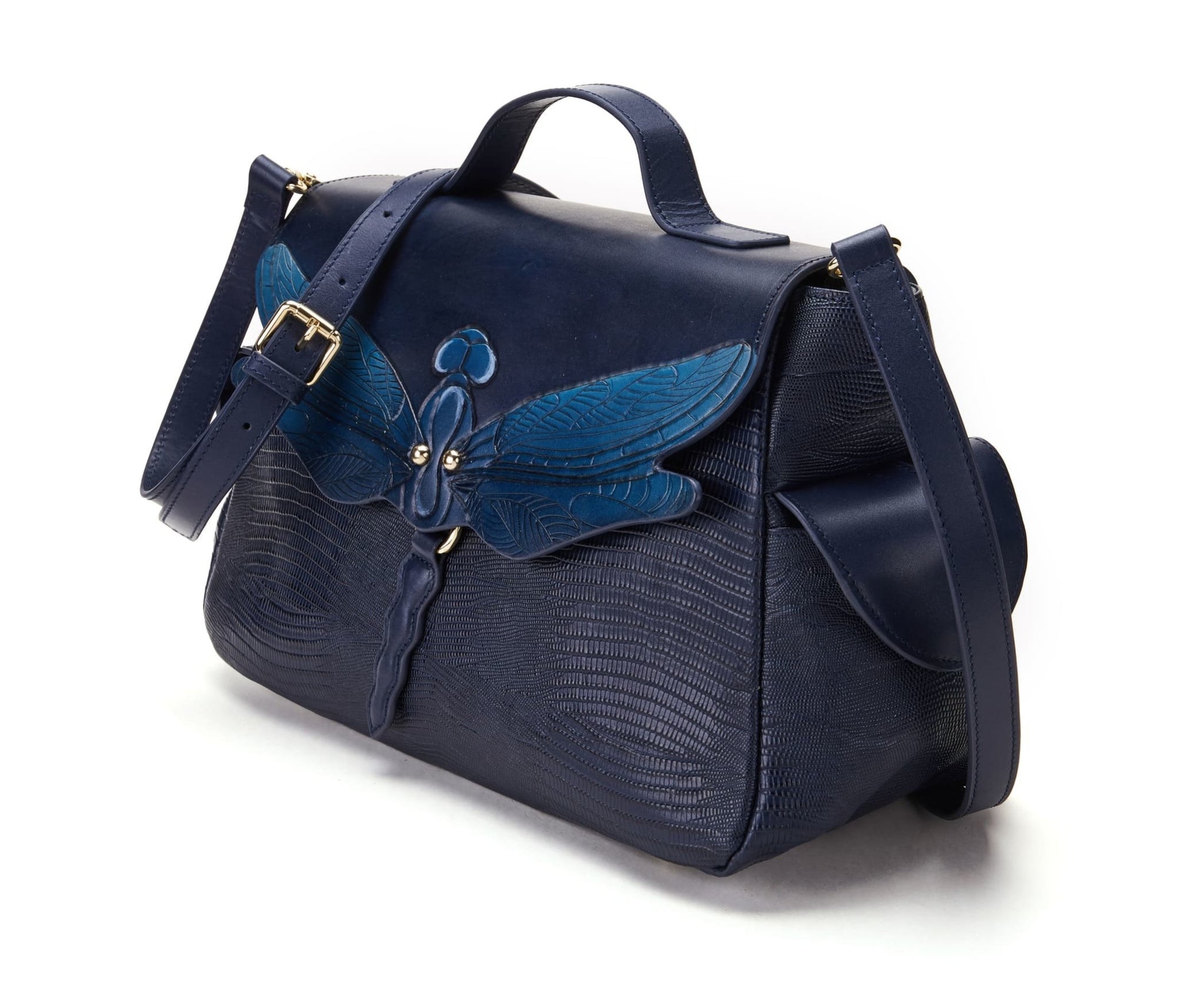 Unique Purses Dragonfly Blue Satchel - Bellorita