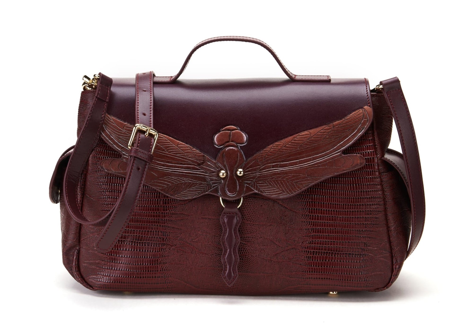 Unique Purses Dragonfly Brown Satchel - Bellorita