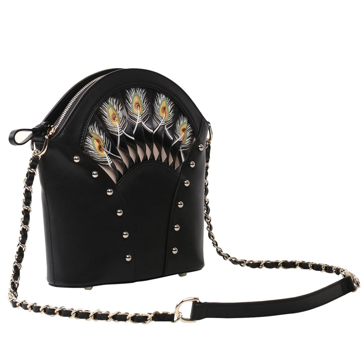 Unique Purses Feather Black Shoulder Bag - Bellorita