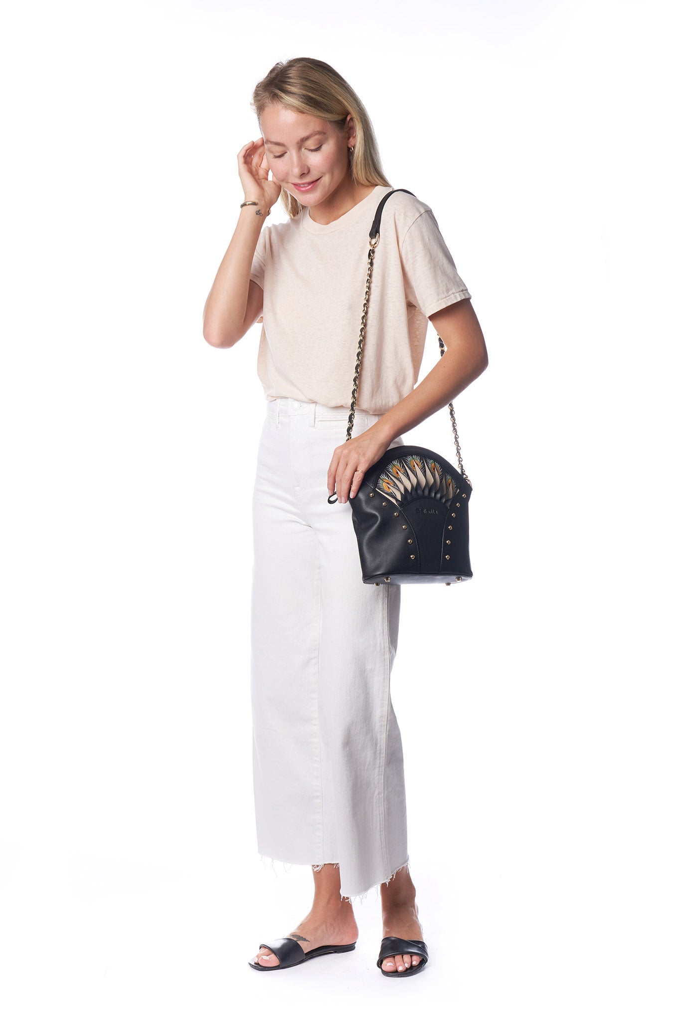 Unique Purses Feather Black Shoulder Bag - Bellorita