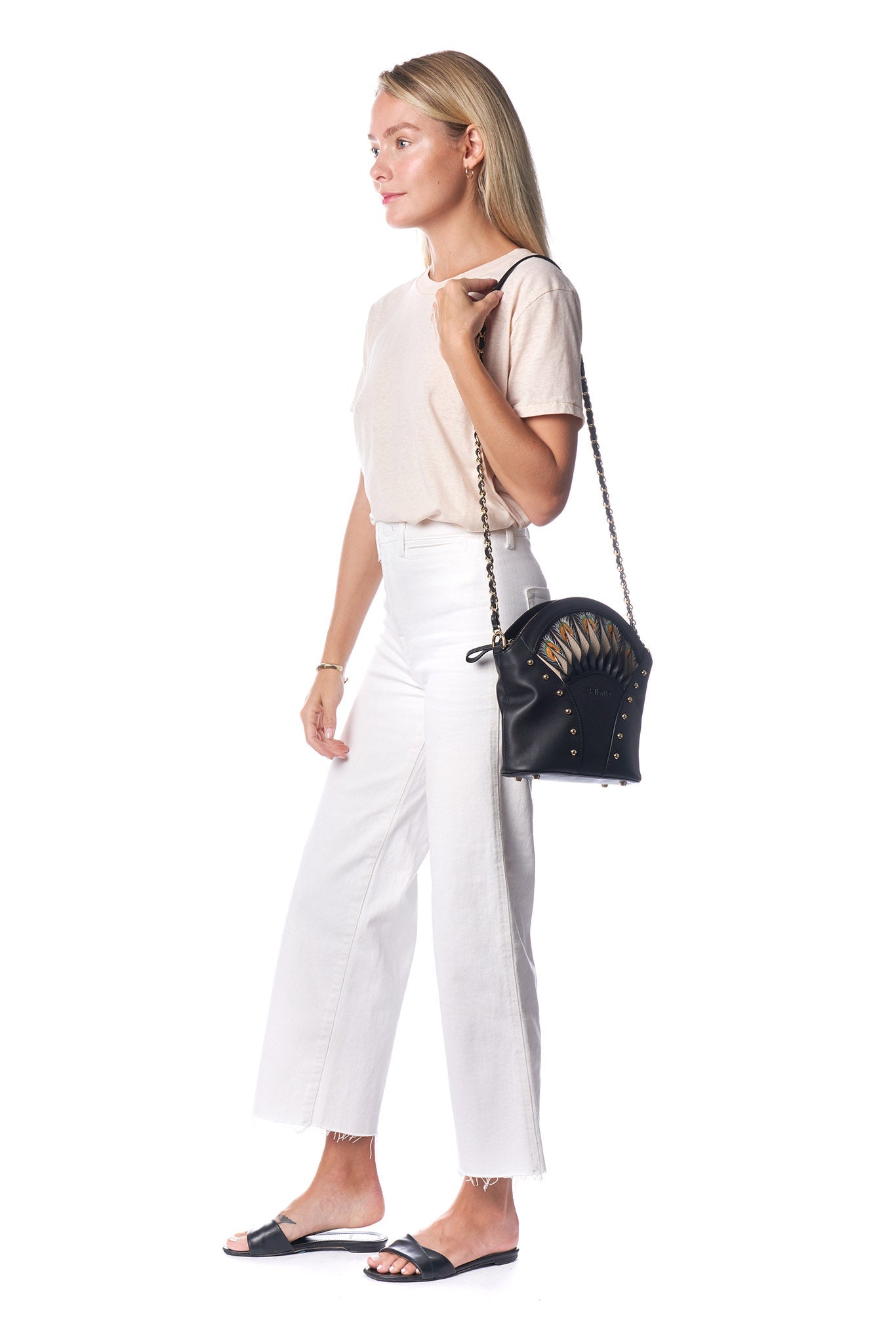 Unique Purses Feather Black Shoulder Bag - Bellorita