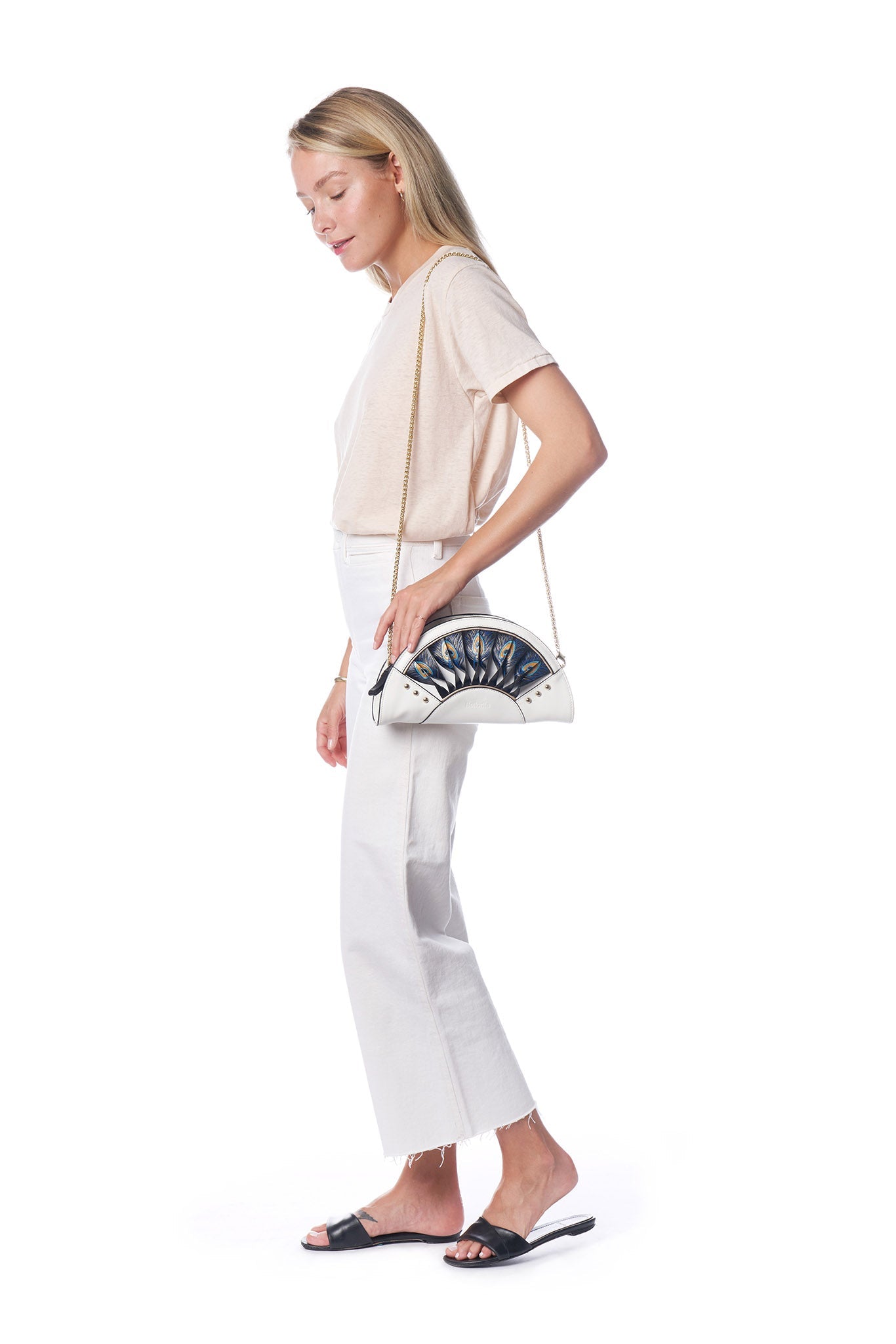 Unique Purses Feather White Crossbody Clutch - Bellorita