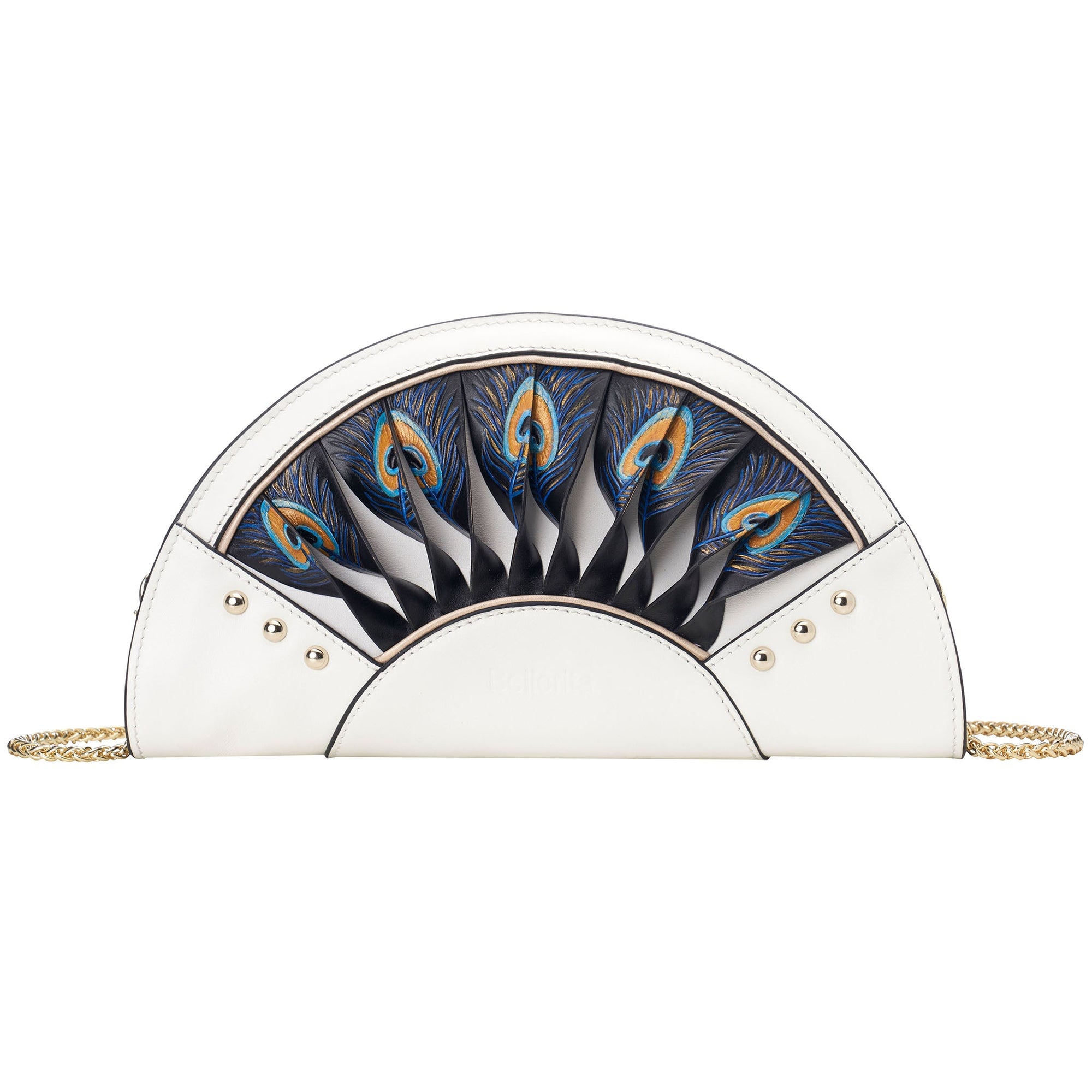 Feather White Crossbody Clutch