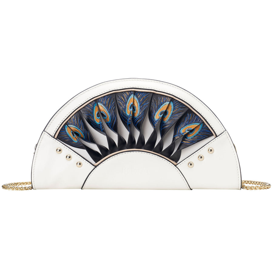 Feather White Crossbody Clutch