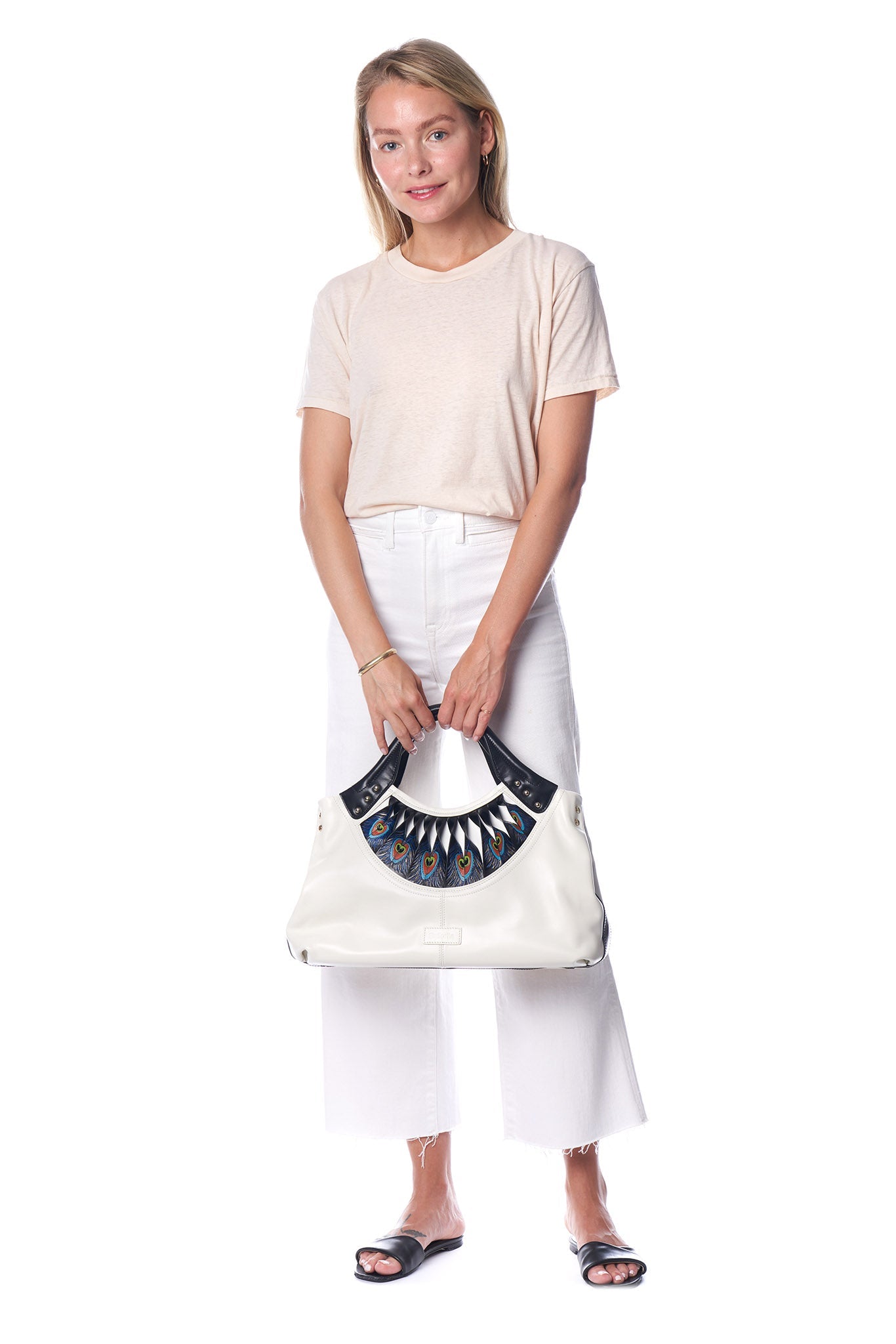 Unique Purses Feather White Tote - Bellorita