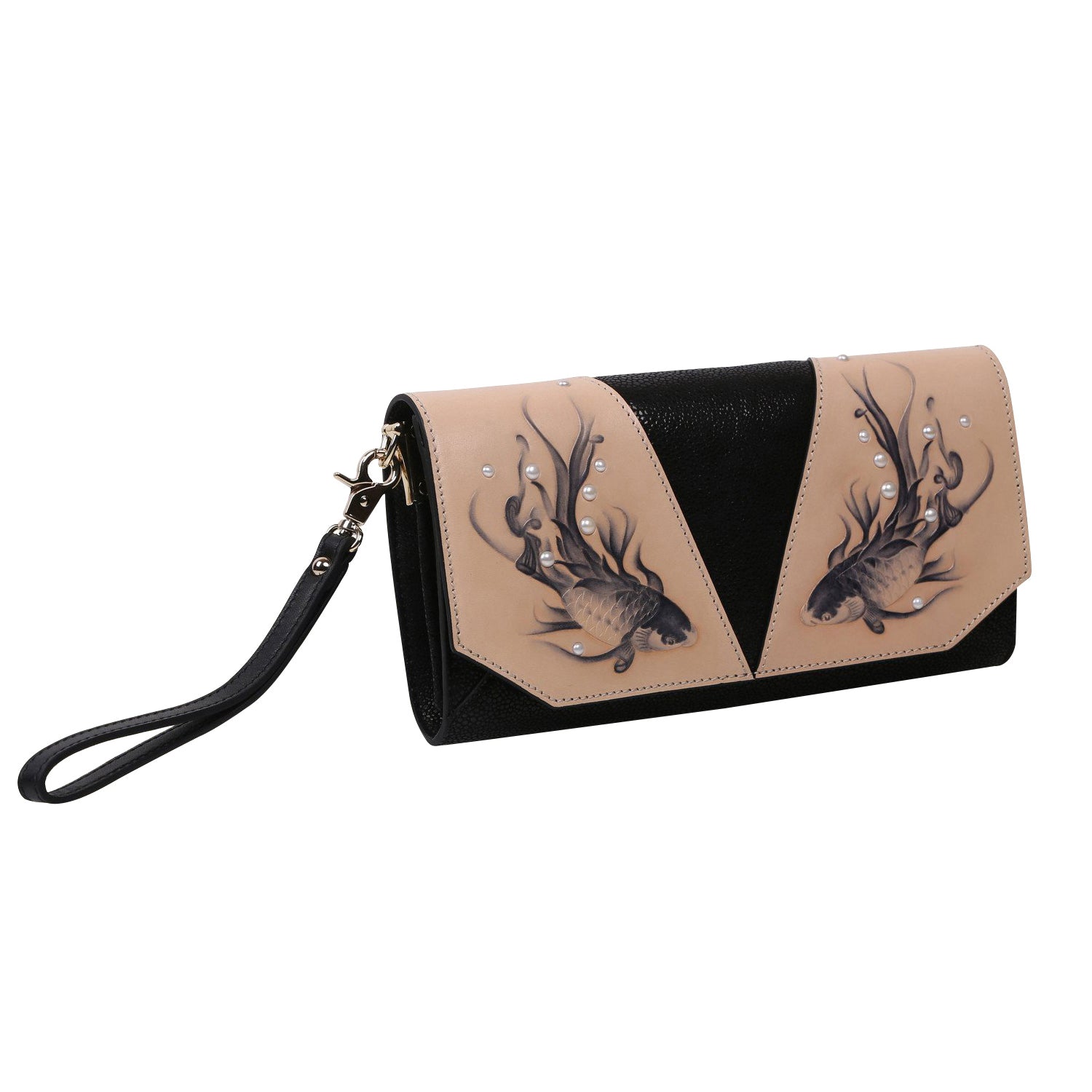 Unique Purses Koi Black Crossbody Clutch - Bellorita