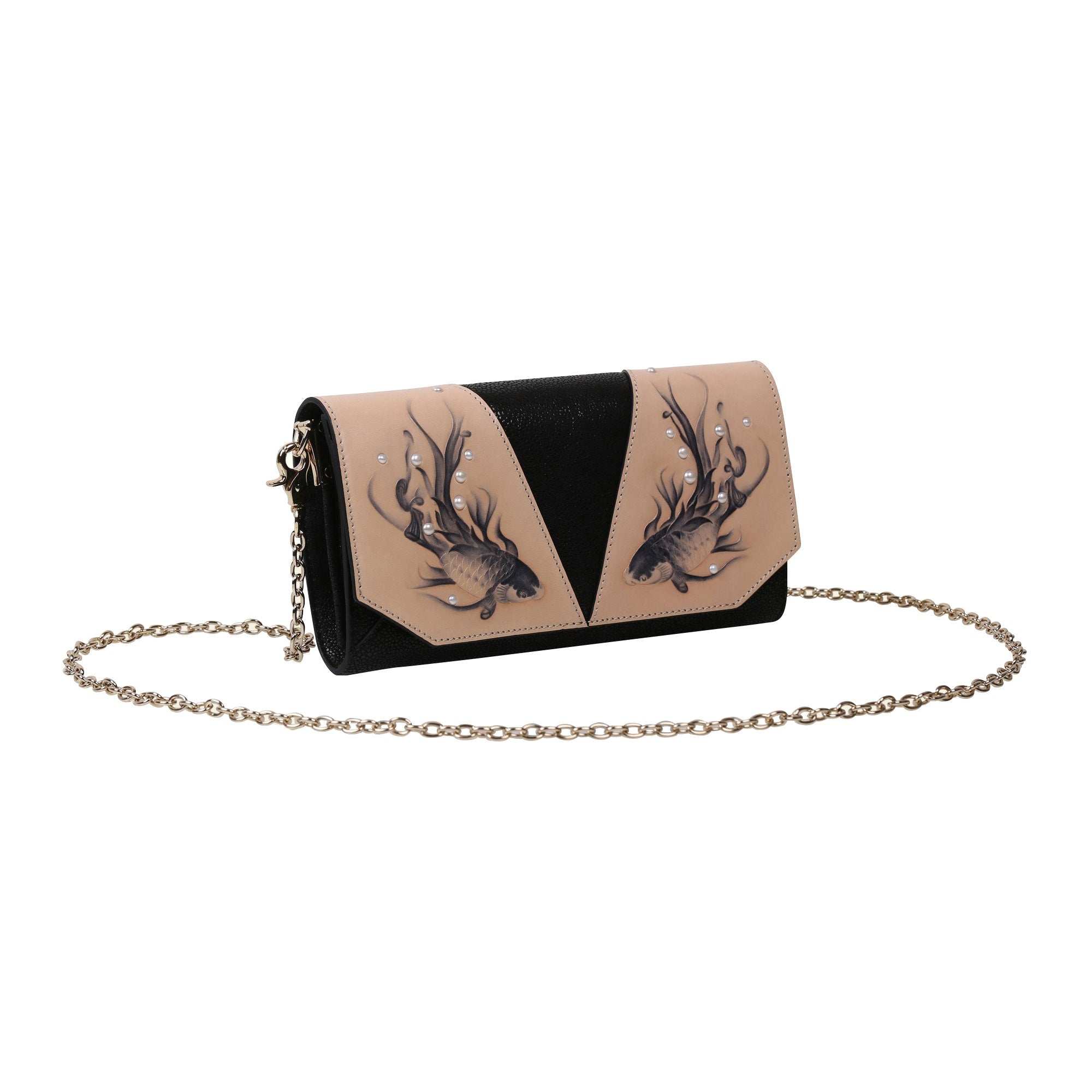 Unique Purses Koi Black Crossbody Clutch - Bellorita