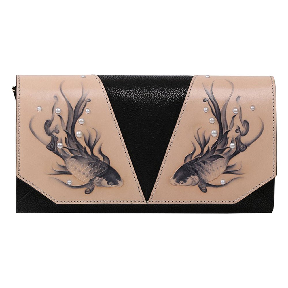Koi Black Crossbody Clutch