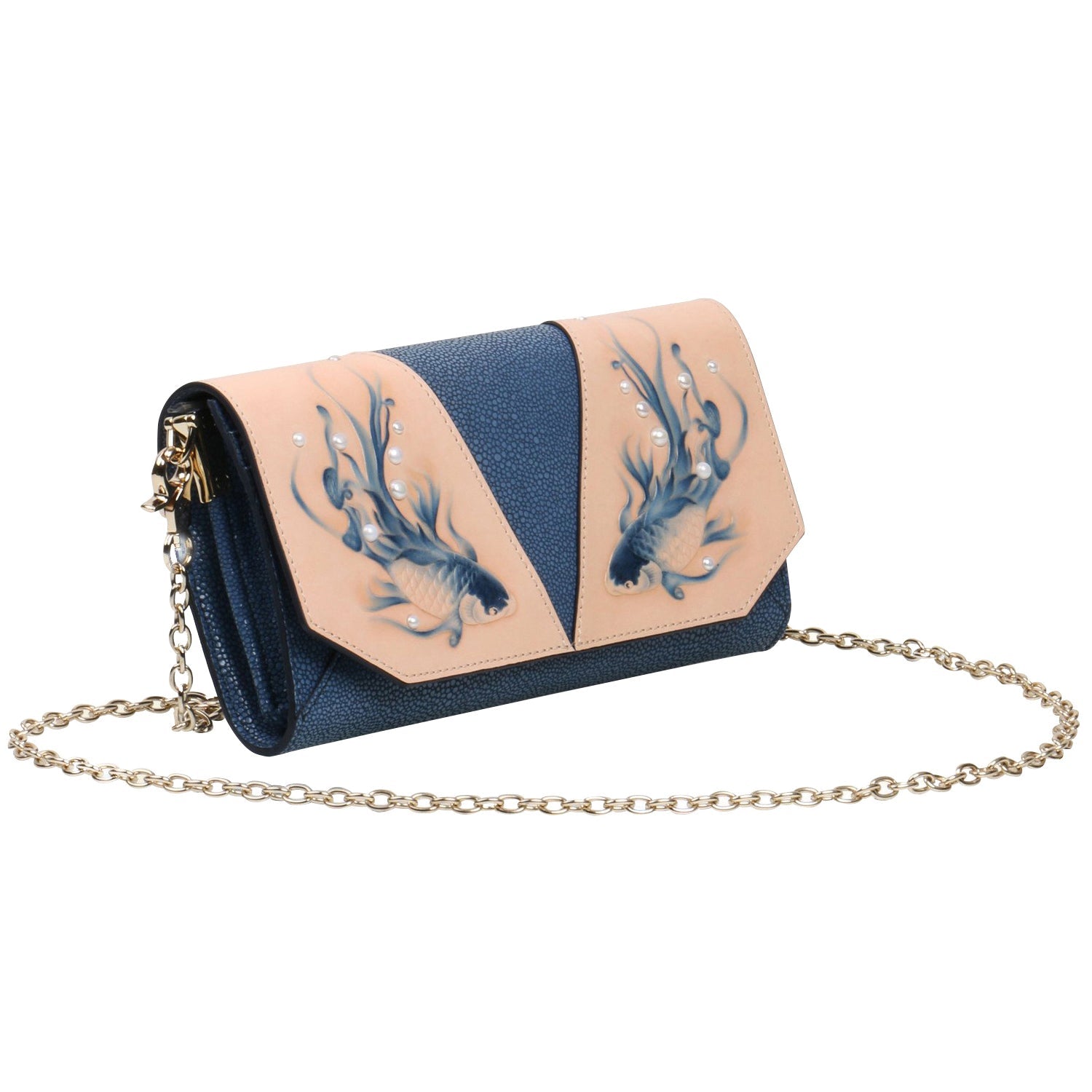 Unique Purses Koi Blue Crossbody Clutch - Bellorita