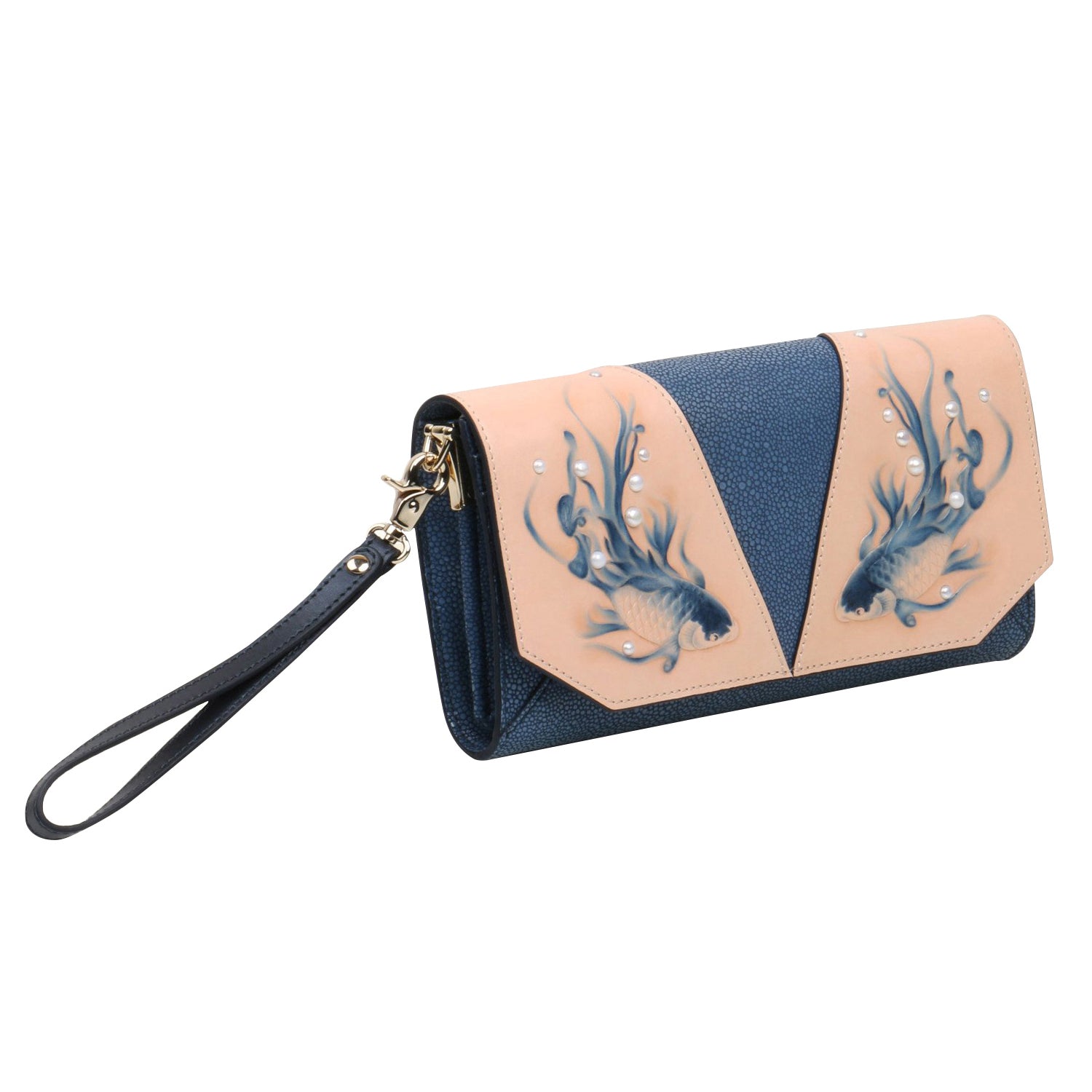 Unique Purses Koi Blue Crossbody Clutch - Bellorita
