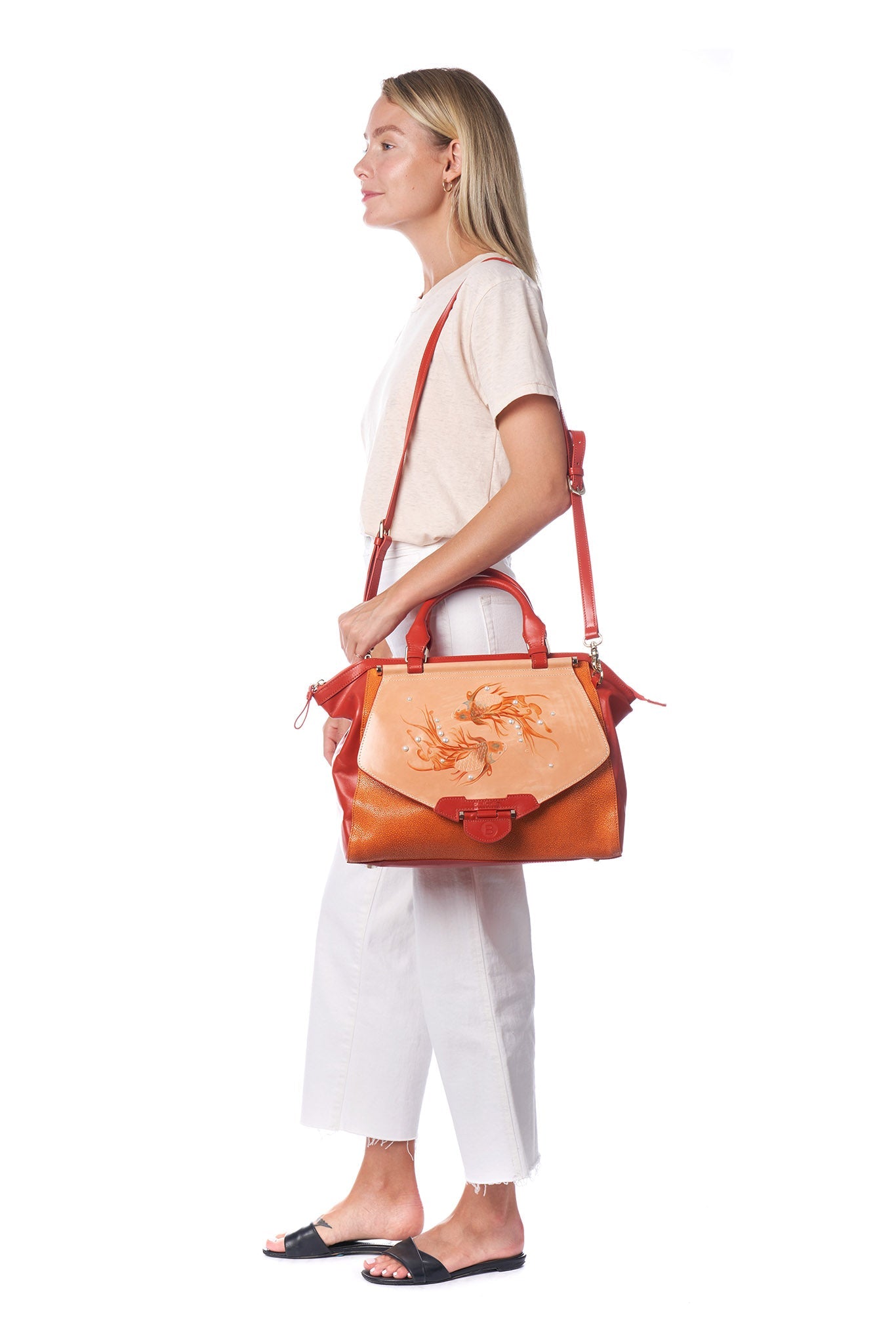 Unique Purses Koi Large Orange Satchel - Bellorita