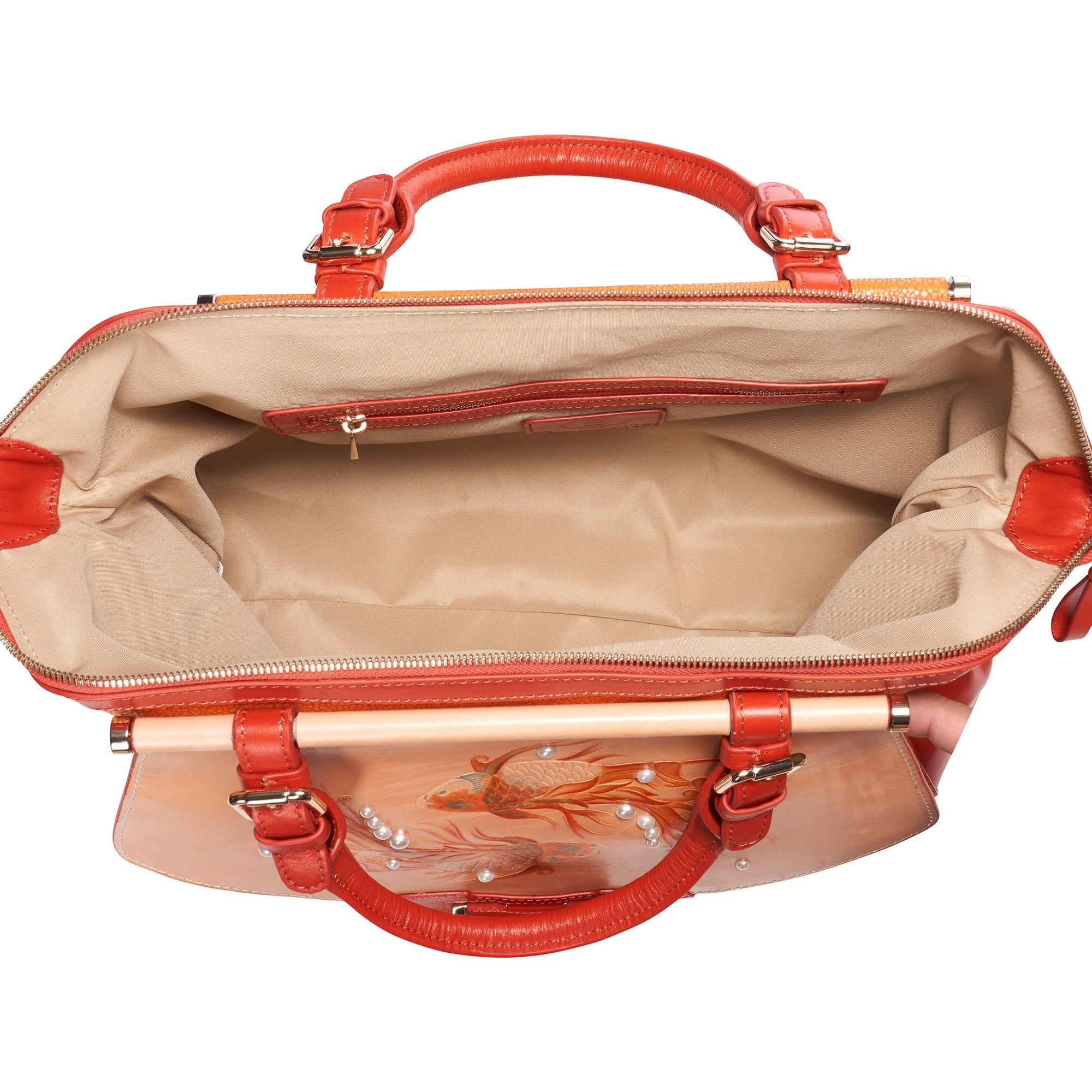 Unique Purses Koi Large Orange Satchel - Bellorita