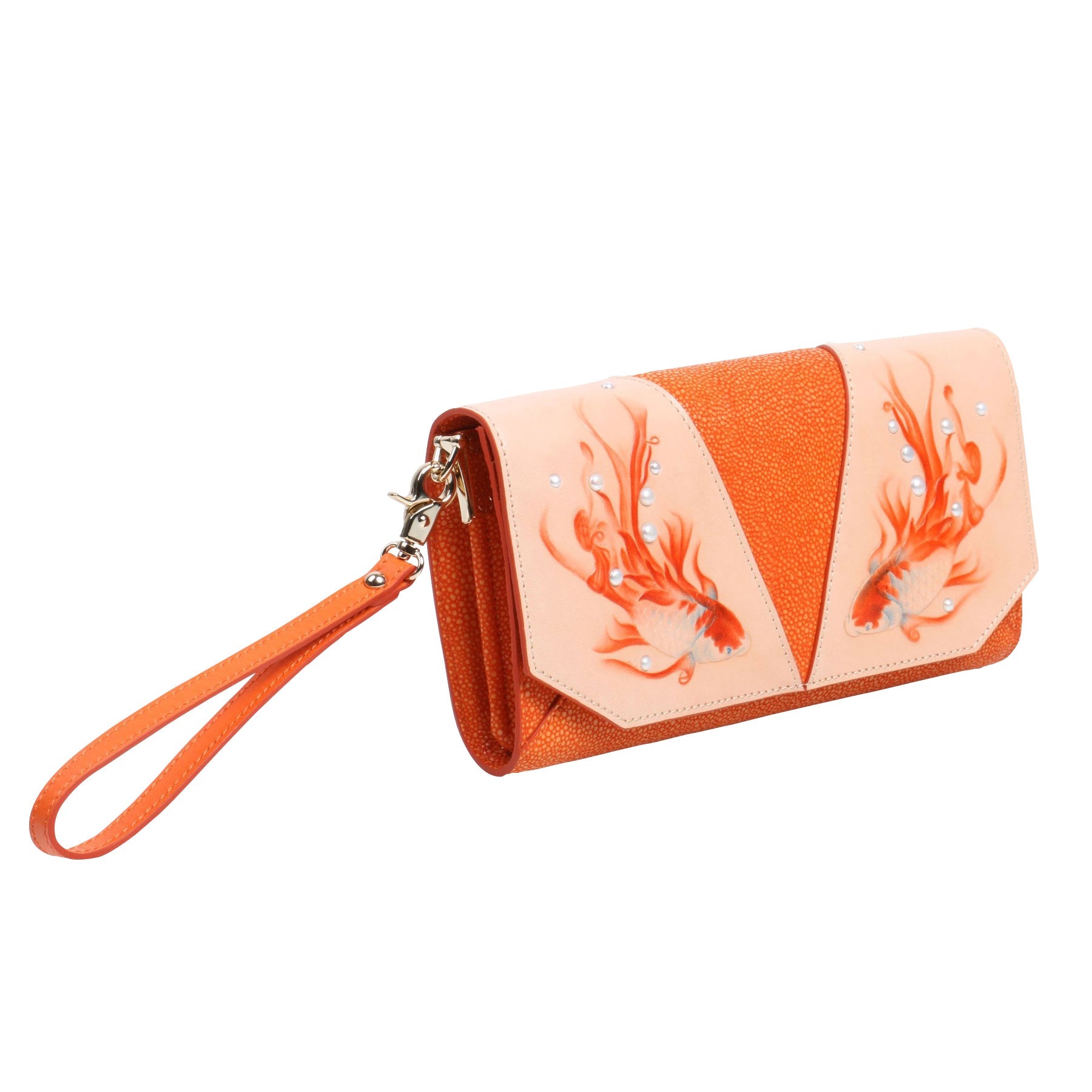 ショルダーバッグ・ポシェット Orange Scoute Foldover Clutch Bag Koi Orange Crossbody Clutch | Unique Purses - Bellorita