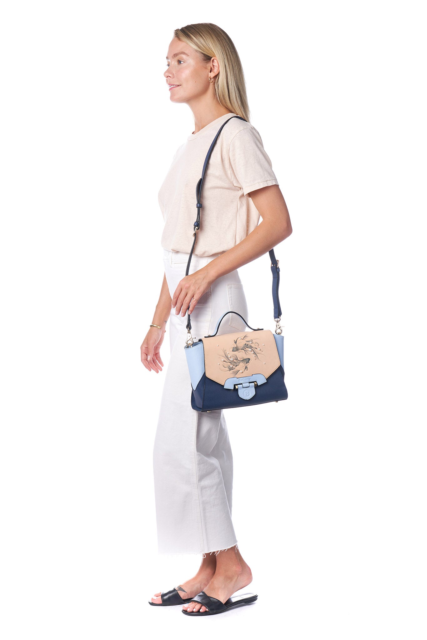 Unique Purses Koi Small Blue Satchel - Bellorita