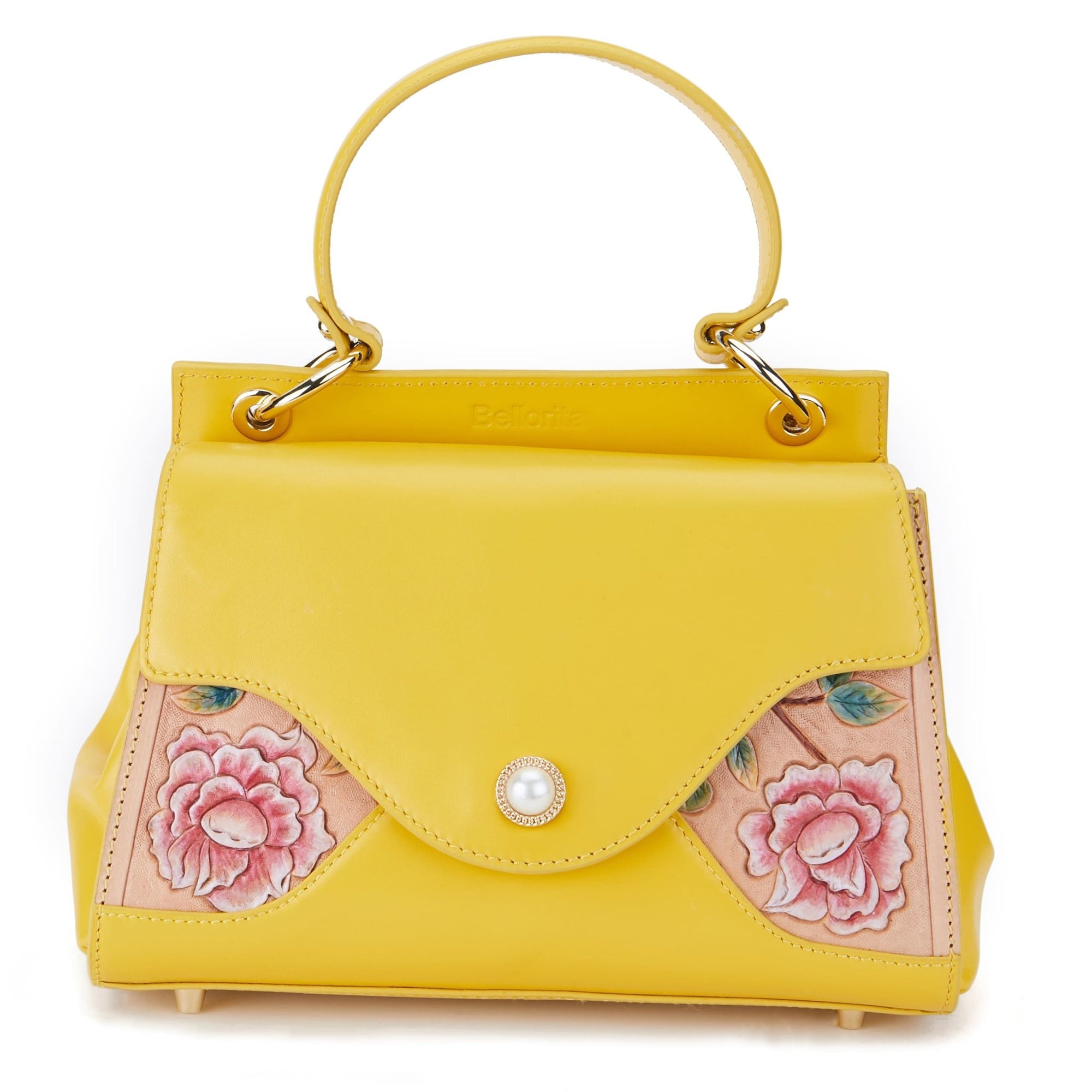 Unique Purses Rose Yellow Top Handle - Bellorita
