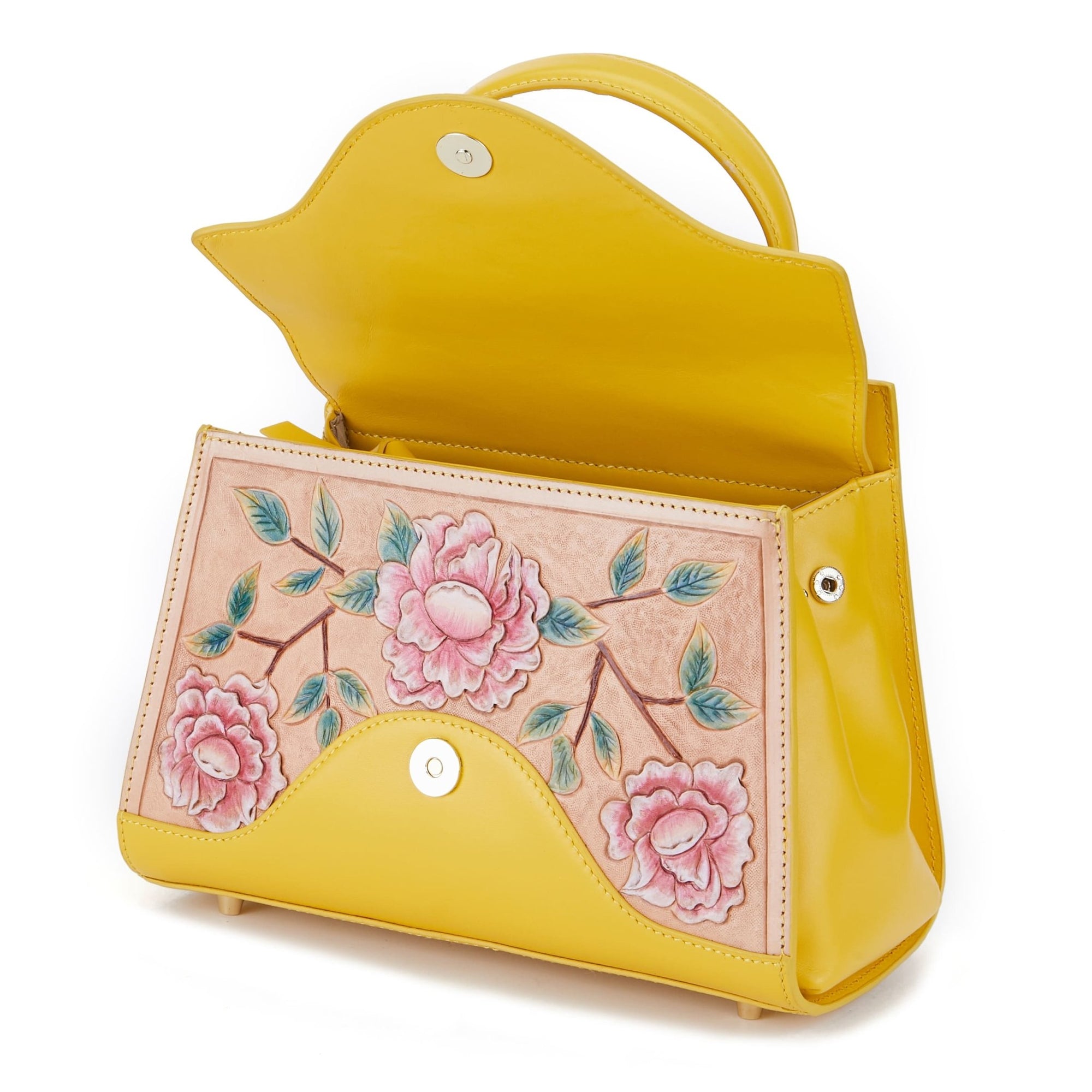 Unique Purses Rose Yellow Top Handle - Bellorita
