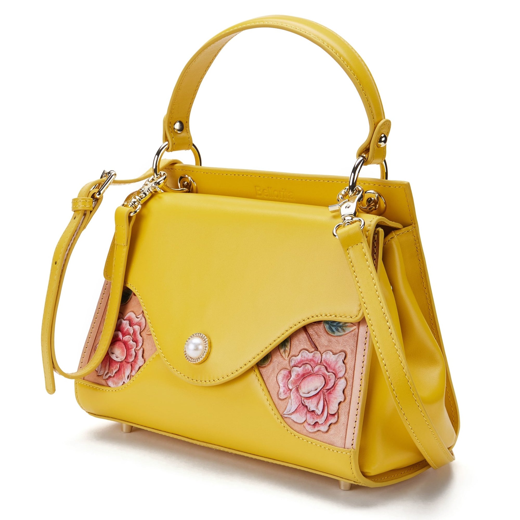 Unique Purses Rose Yellow Top Handle - Bellorita