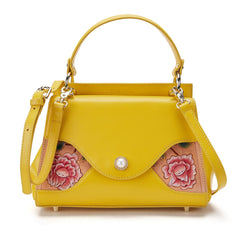 Small Yellow Top Handle Clutch Taurillon Leather Bag