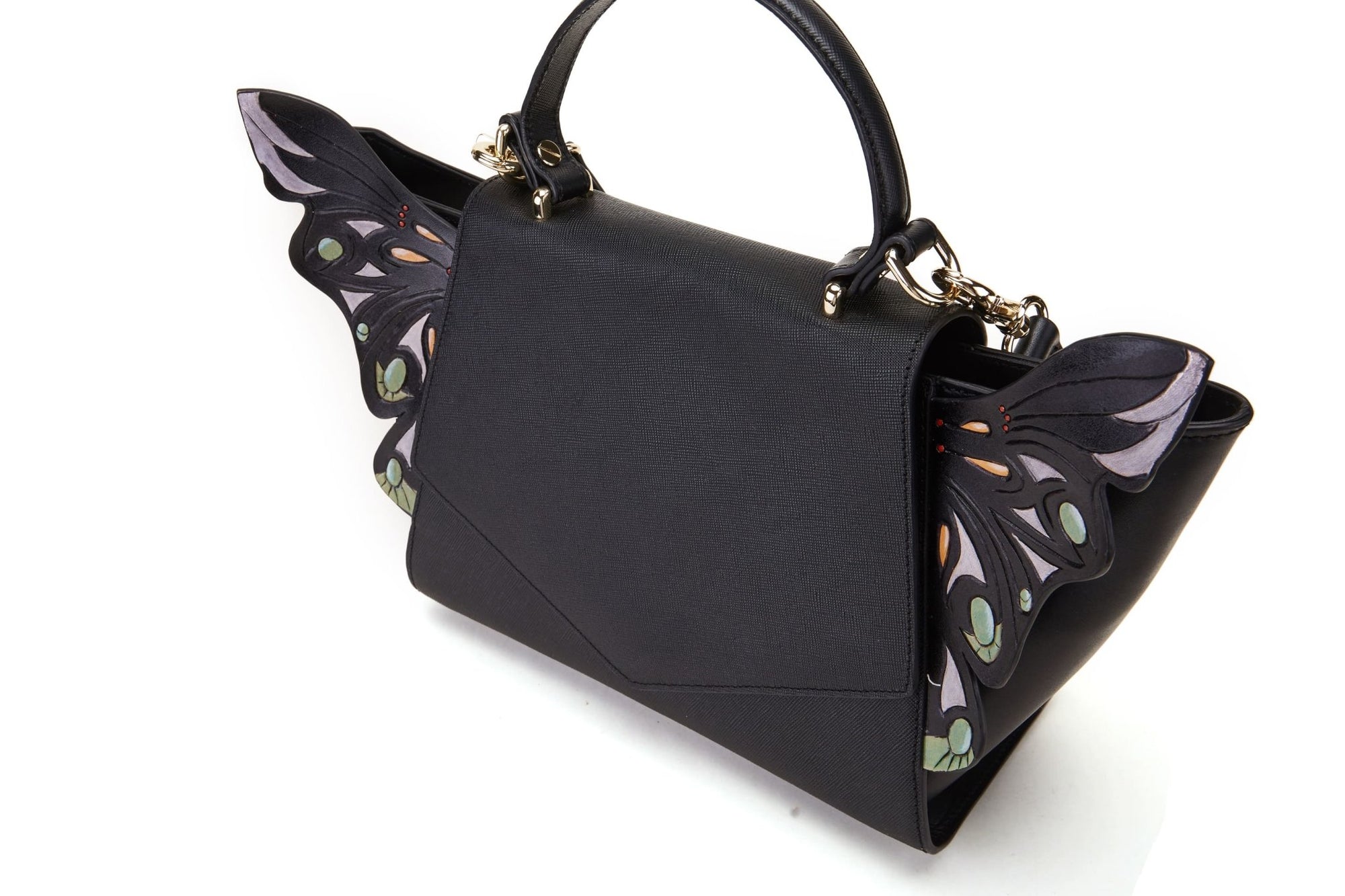 Unique Purses Wings Black Satchel - Bellorita