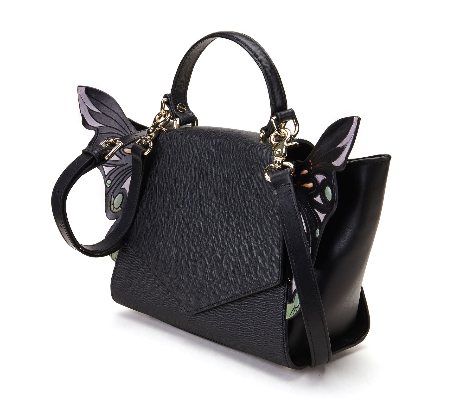 Unique Purses Wings Black Satchel - Bellorita