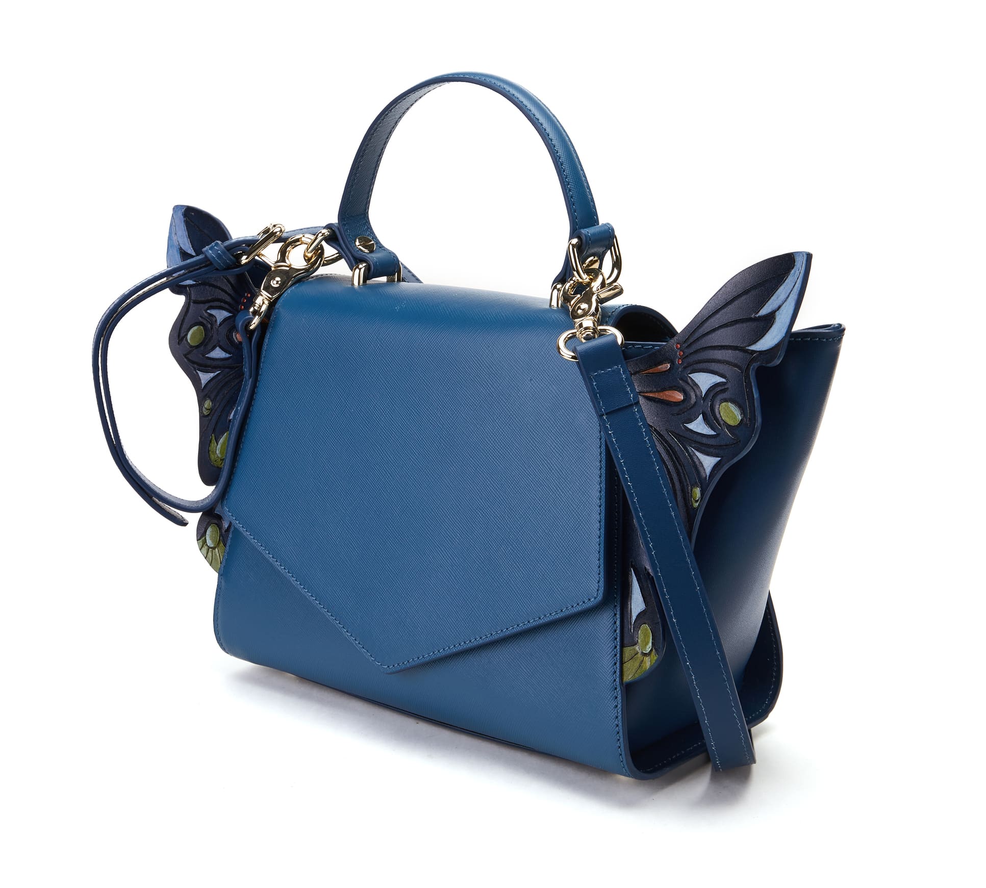 Unique Purses Wings Blue Satchel - Bellorita