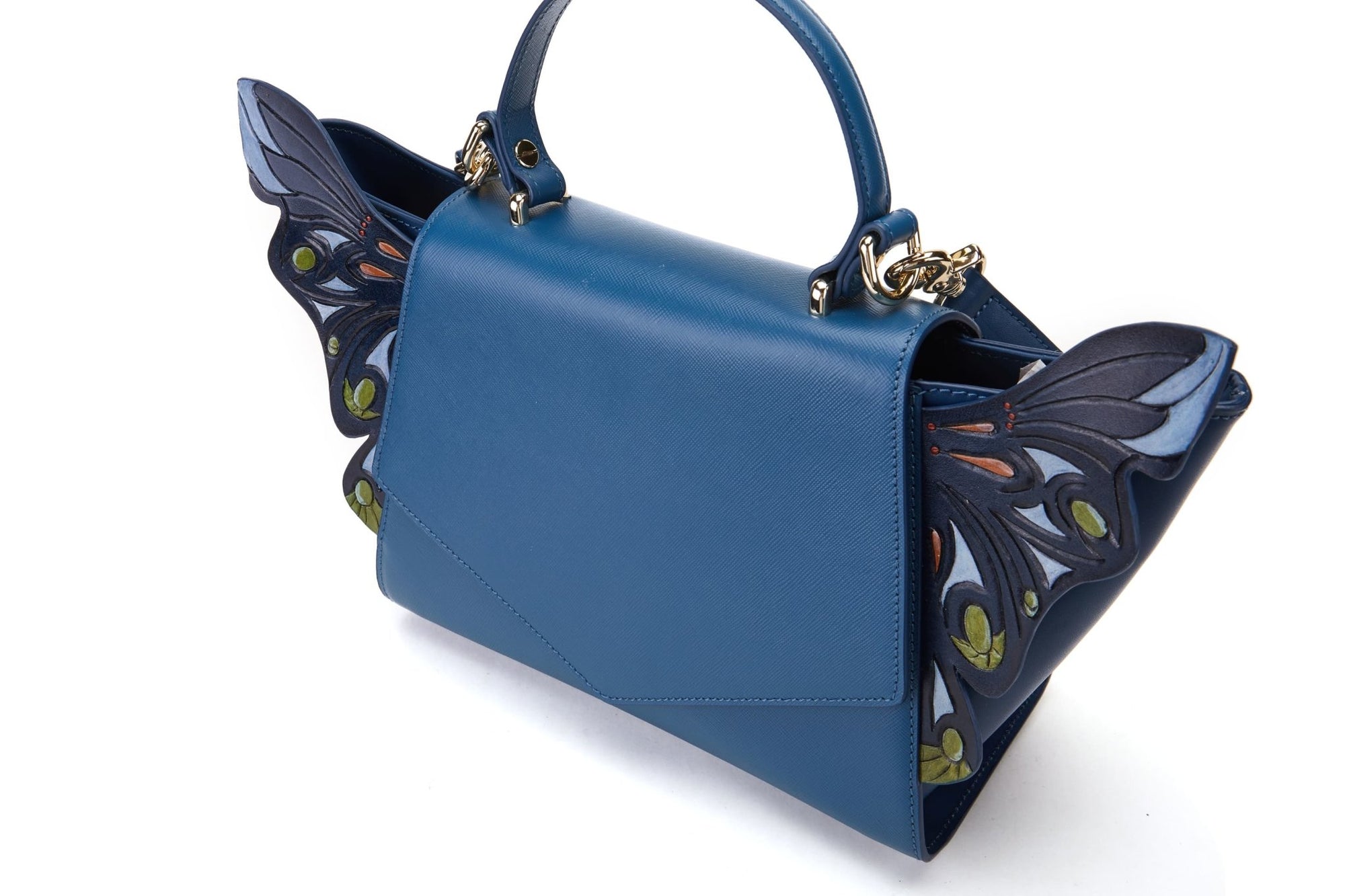 Unique Purses Wings Blue Satchel - Bellorita