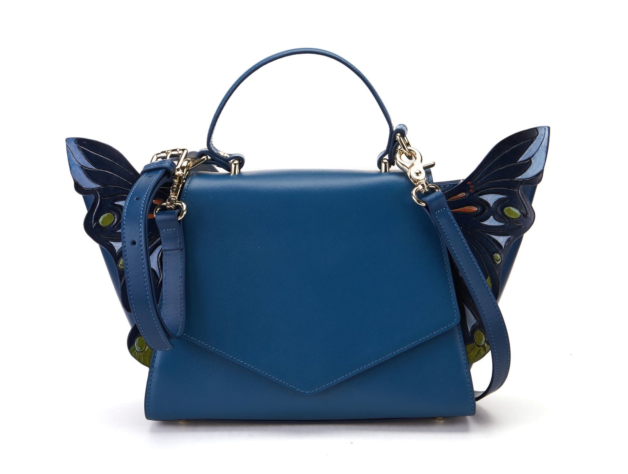 Unique Purses Wings Blue Satchel - Bellorita