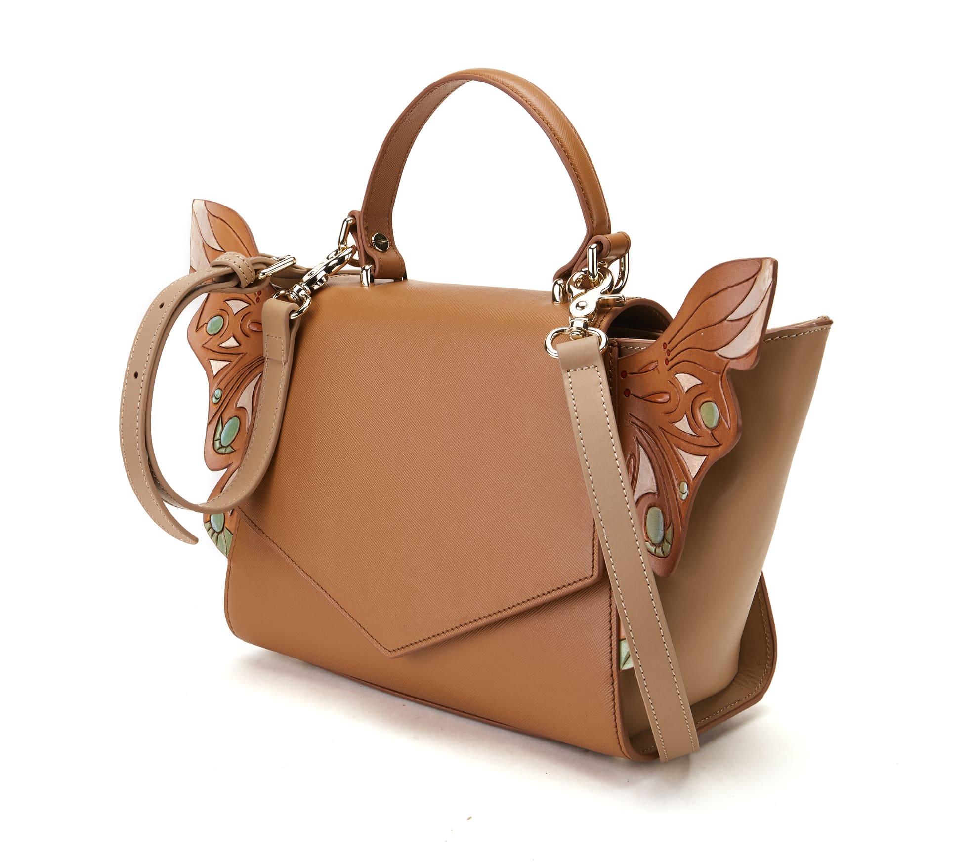 Unique Purses Wings Brown Satchel - Bellorita